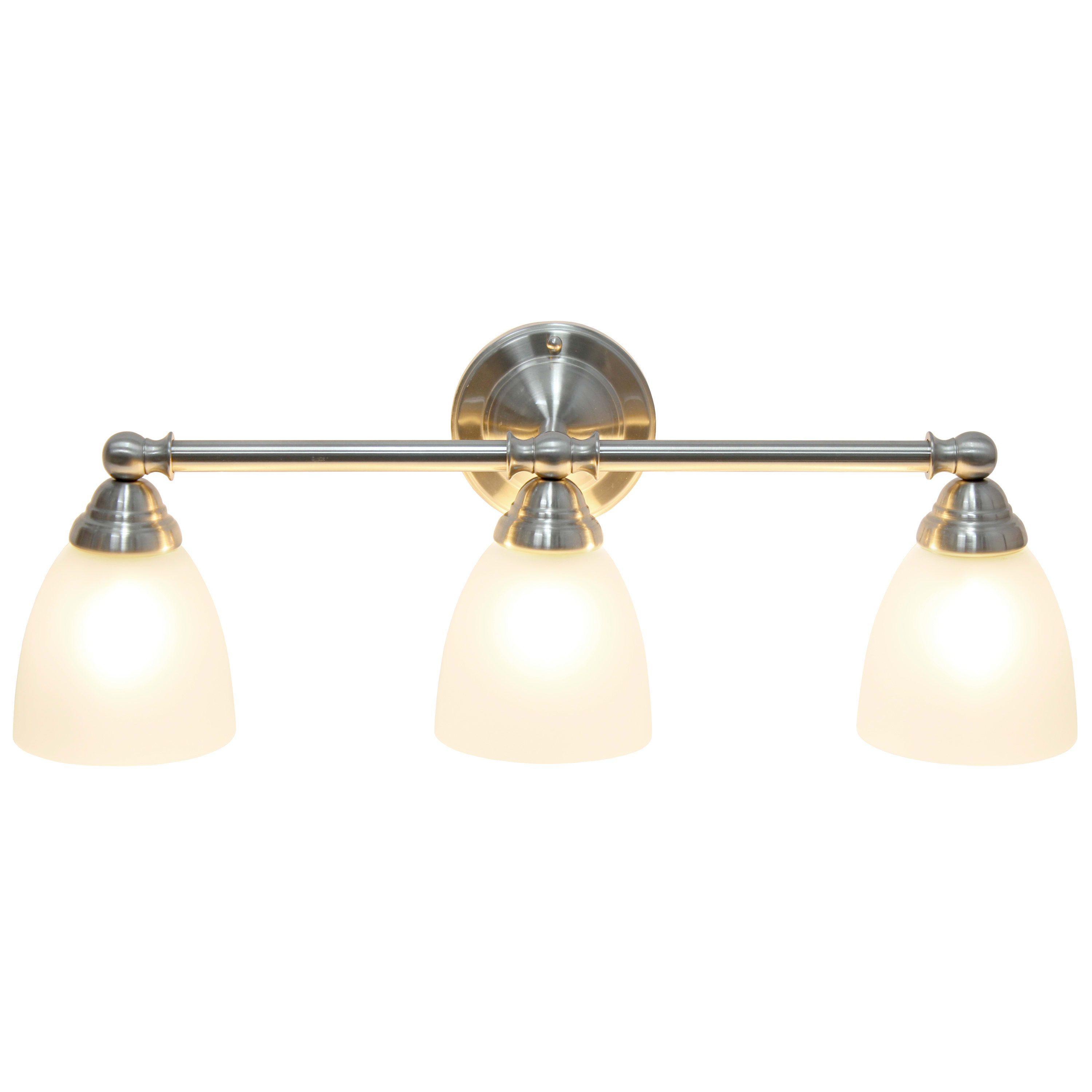 Essentix Traditional Three Light Metal and Translucent Glass Shade Vanity Uplight Downlight Wall Mounted Fixture