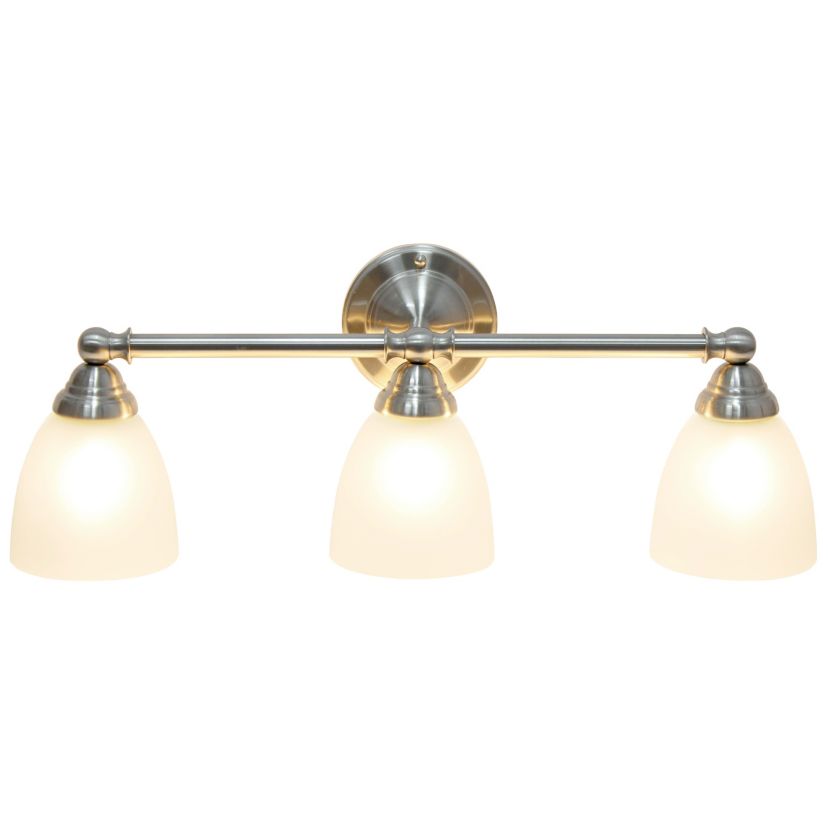 Essentix Traditional Three Light Metal and Translucent Glass Shade Vanity Uplight Downlight Wall Mounted Fixture