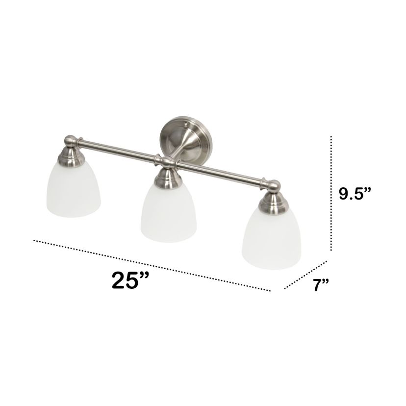 Essentix Traditional Three Light Metal and Translucent Glass Shade Vanity Uplight Downlight Wall Mounted Fixture