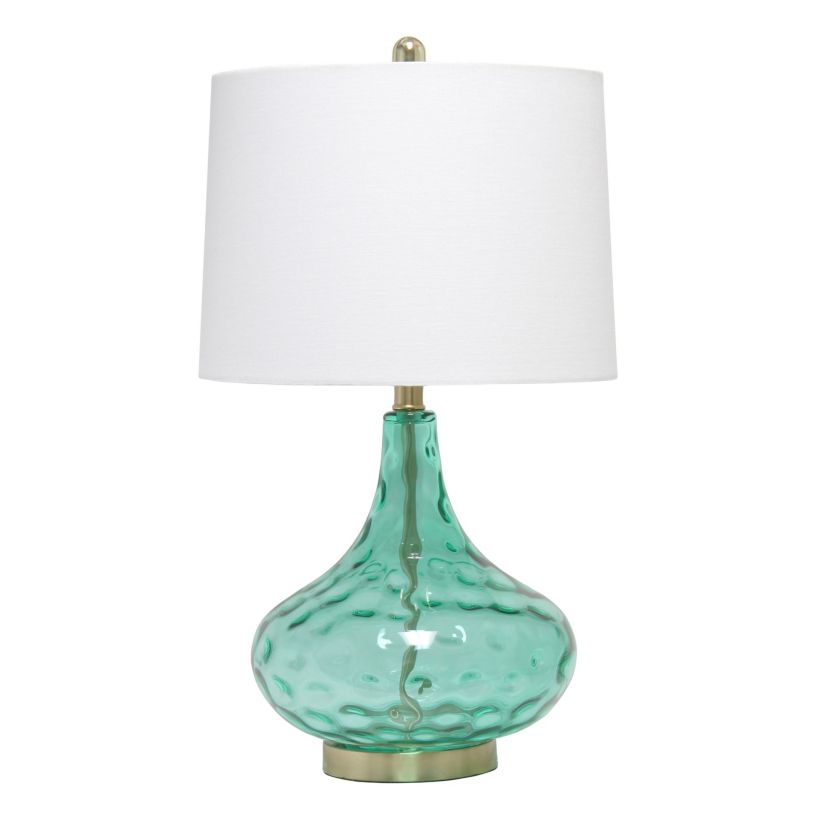 24" Classix Contemporary Dimpled Colored Glass Table Lamp with White Linen Shade