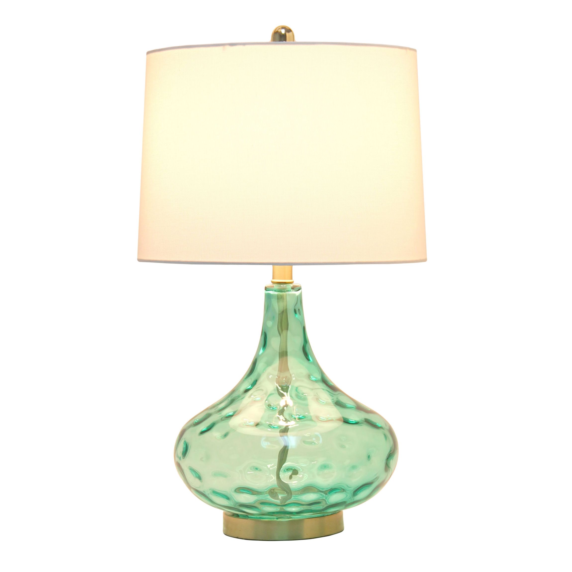 24" Classix Contemporary Dimpled Colored Glass Table Lamp with White Linen Shade