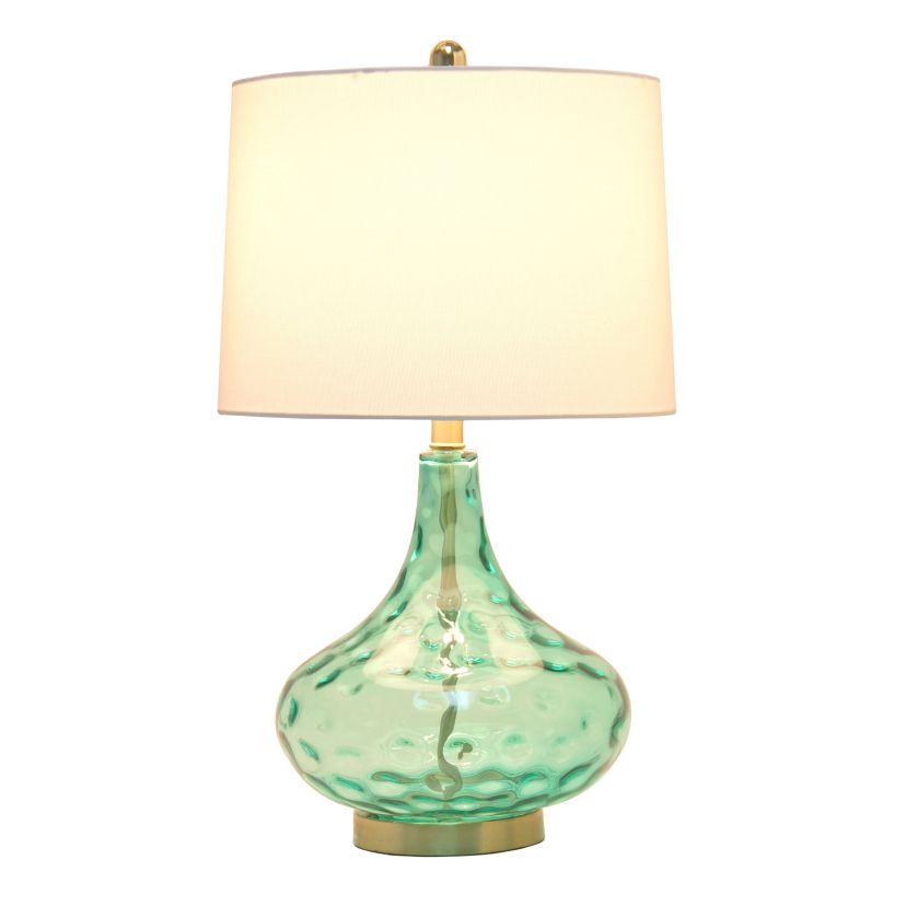 24" Classix Contemporary Dimpled Colored Glass Table Lamp with White Linen Shade