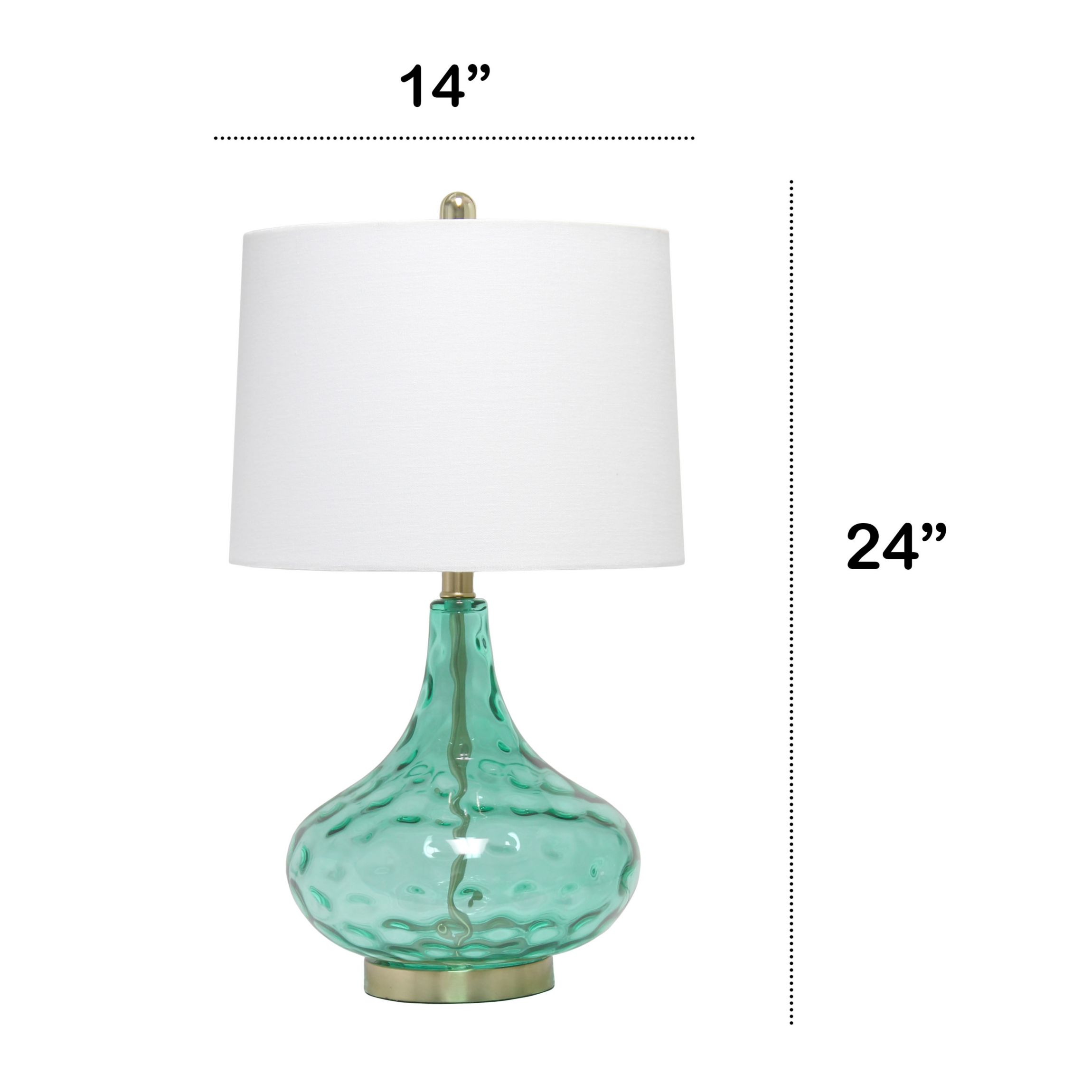 24" Classix Contemporary Dimpled Colored Glass Table Lamp with White Linen Shade