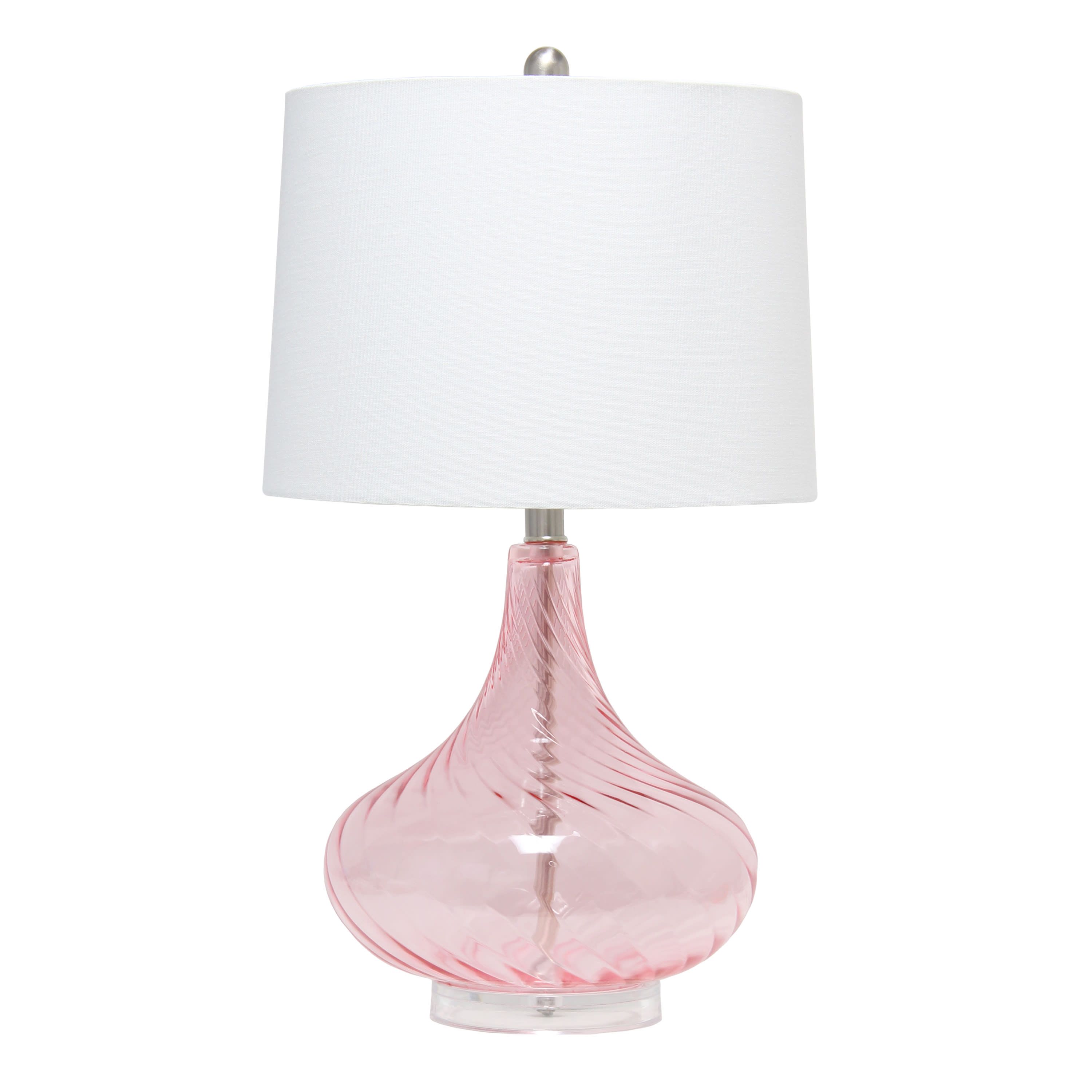 24" Classix Contemporary Wavy Colored Glass Table Lamp with White Linen Shade