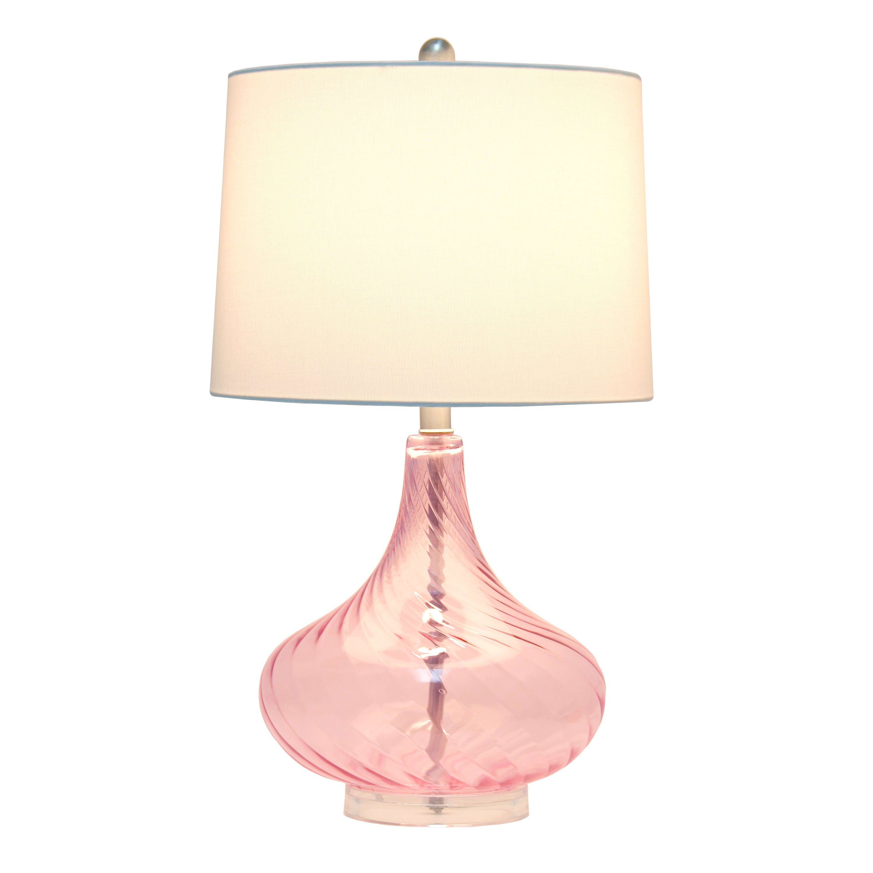 24" Classix Contemporary Wavy Colored Glass Table Lamp with White Linen Shade