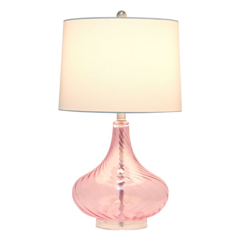 24" Classix Contemporary Wavy Colored Glass Table Lamp with White Linen Shade