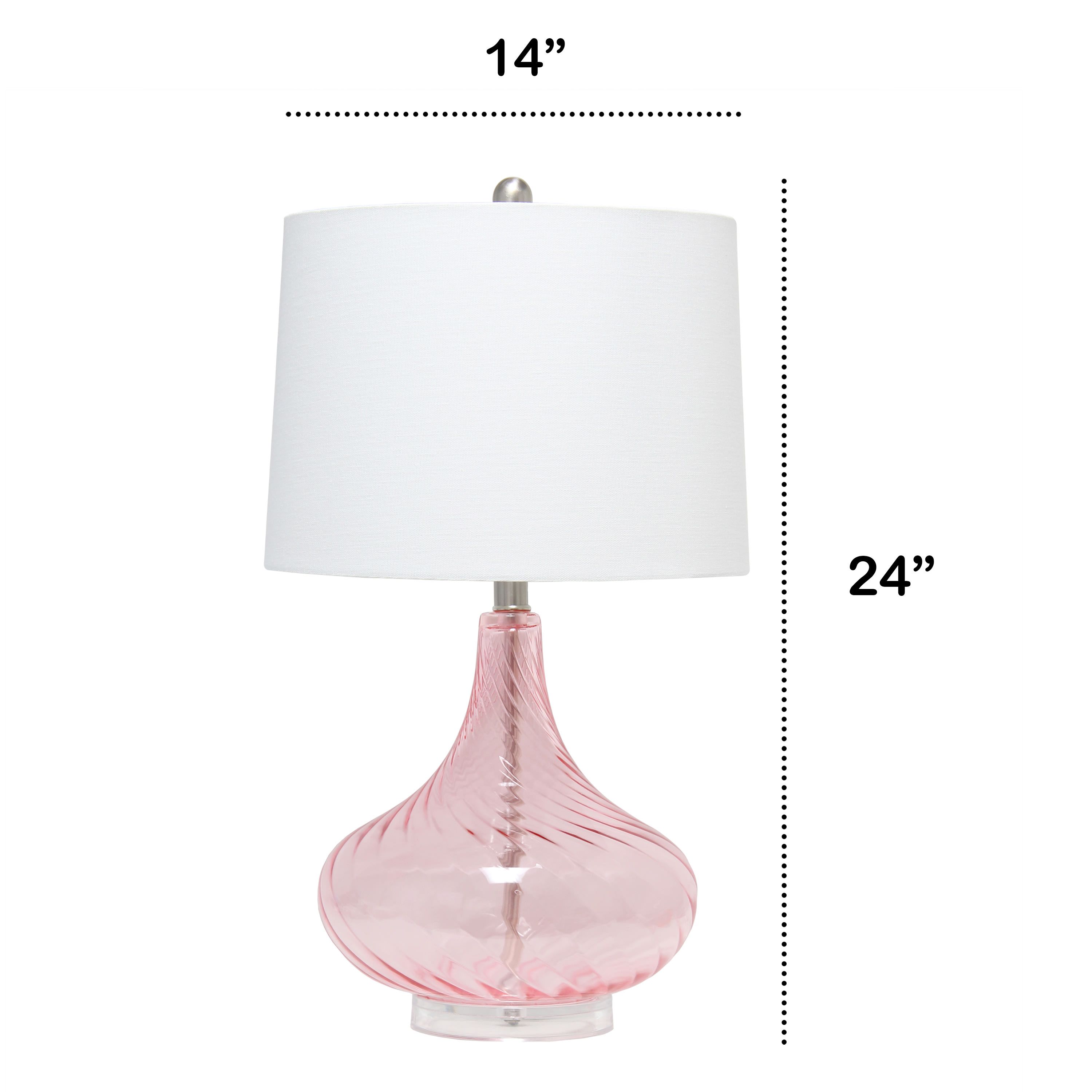 24" Classix Contemporary Wavy Colored Glass Table Lamp with White Linen Shade