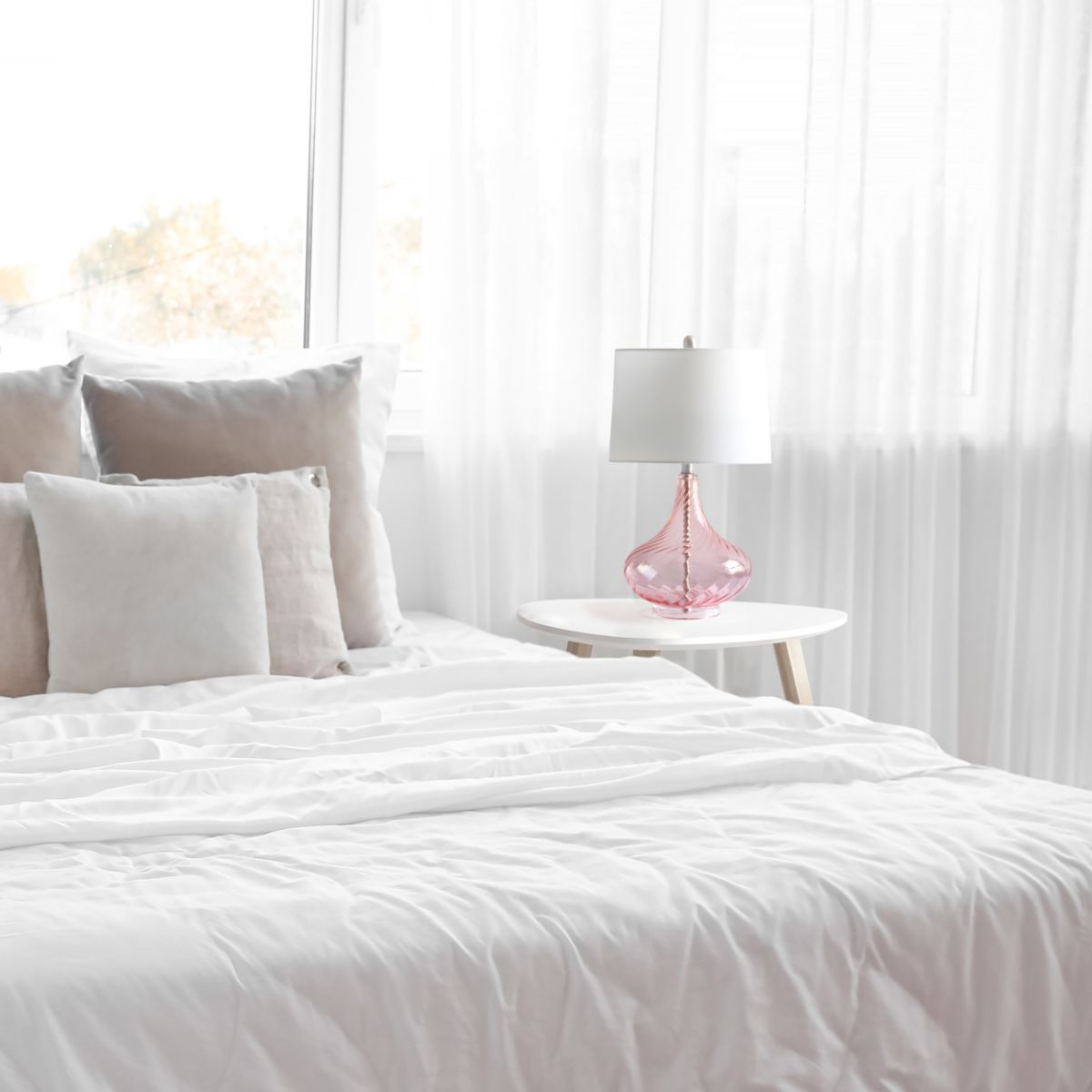 24" Classix Contemporary Wavy Colored Glass Table Lamp with White Linen Shade