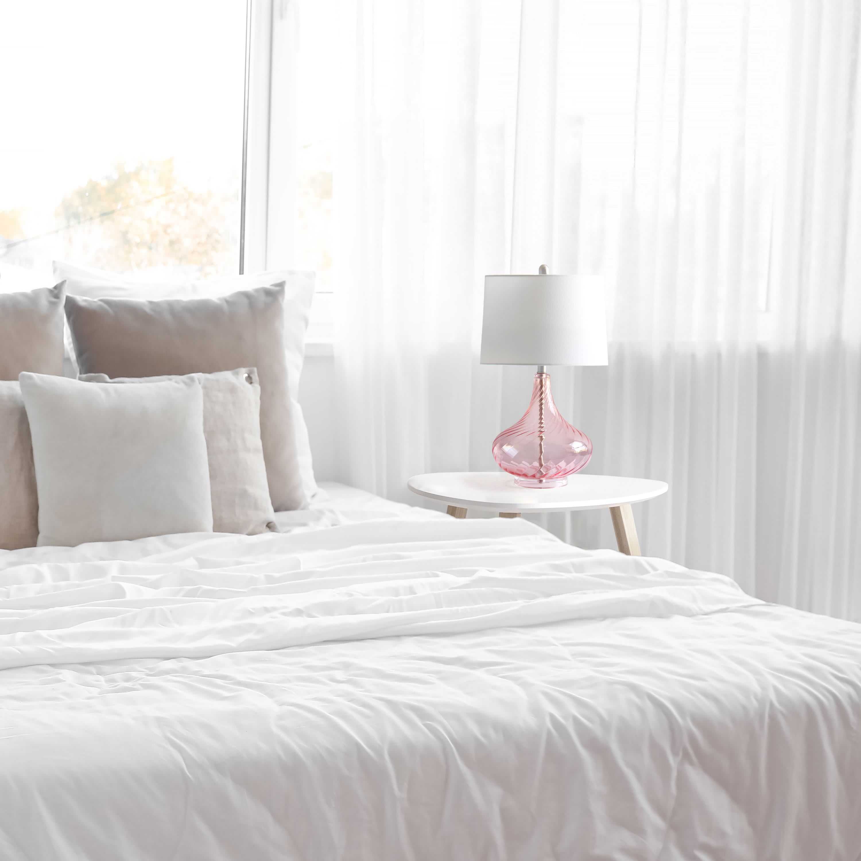 24" Classix Contemporary Wavy Colored Glass Table Lamp with White Linen Shade