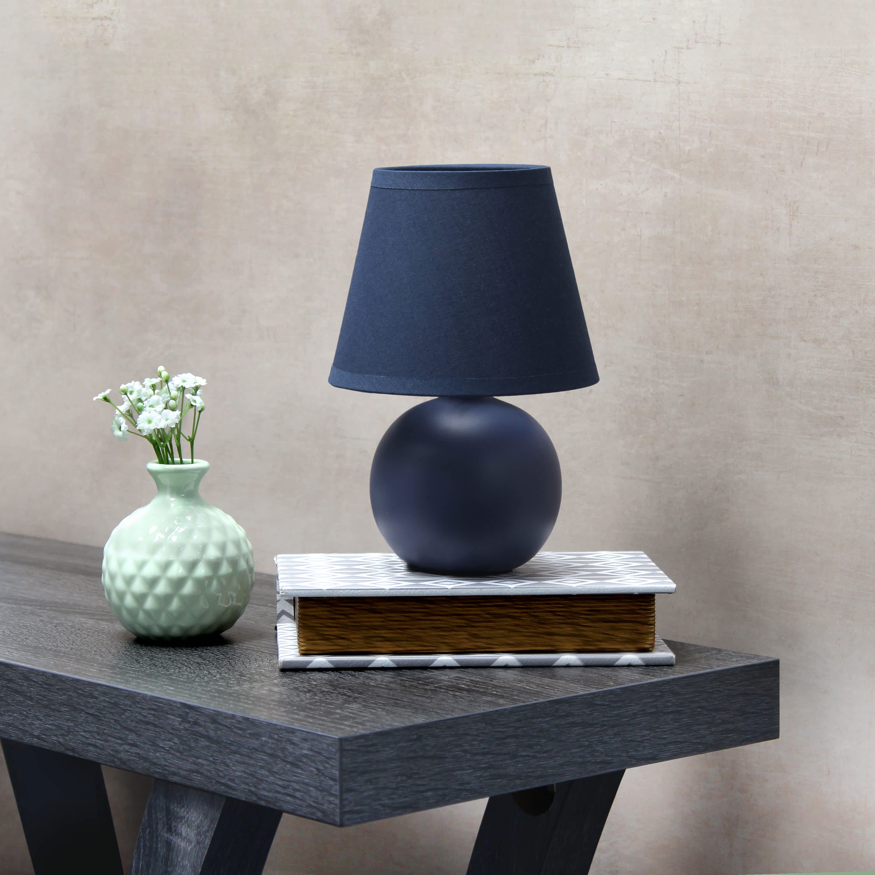 8.66" Compact Ceramic Globe Table Lamp with Stylish Shade, LED Bulb Included, Green