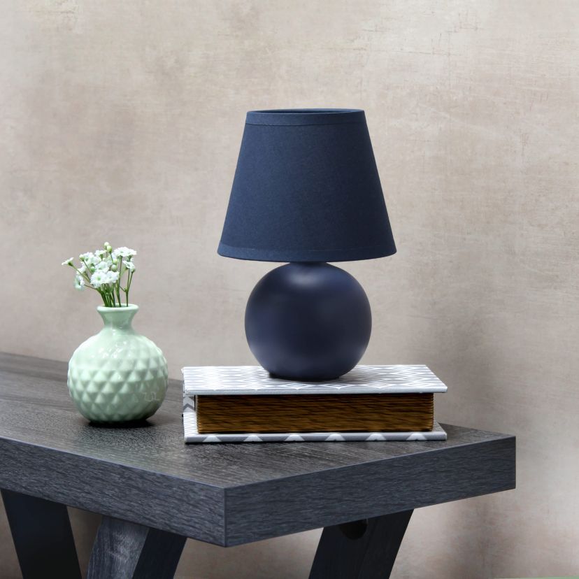 8.66" Compact Ceramic Globe Table Lamp with Stylish Shade, LED Bulb Included, Green