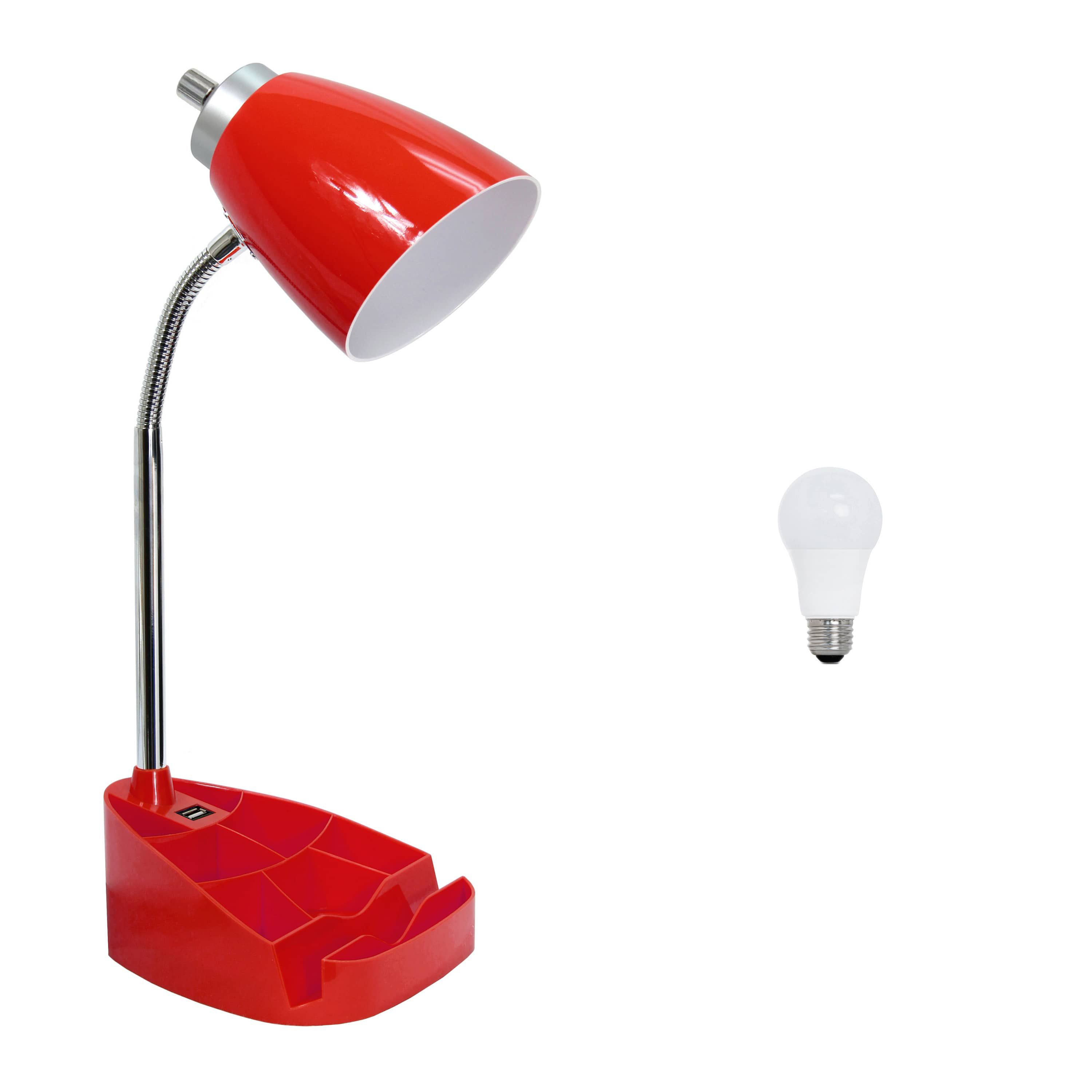 18.5" Gooseneck Organizer Desk Lamp with iPad Tablet Stand Book Holder and USB port, with LED Bulb, Black