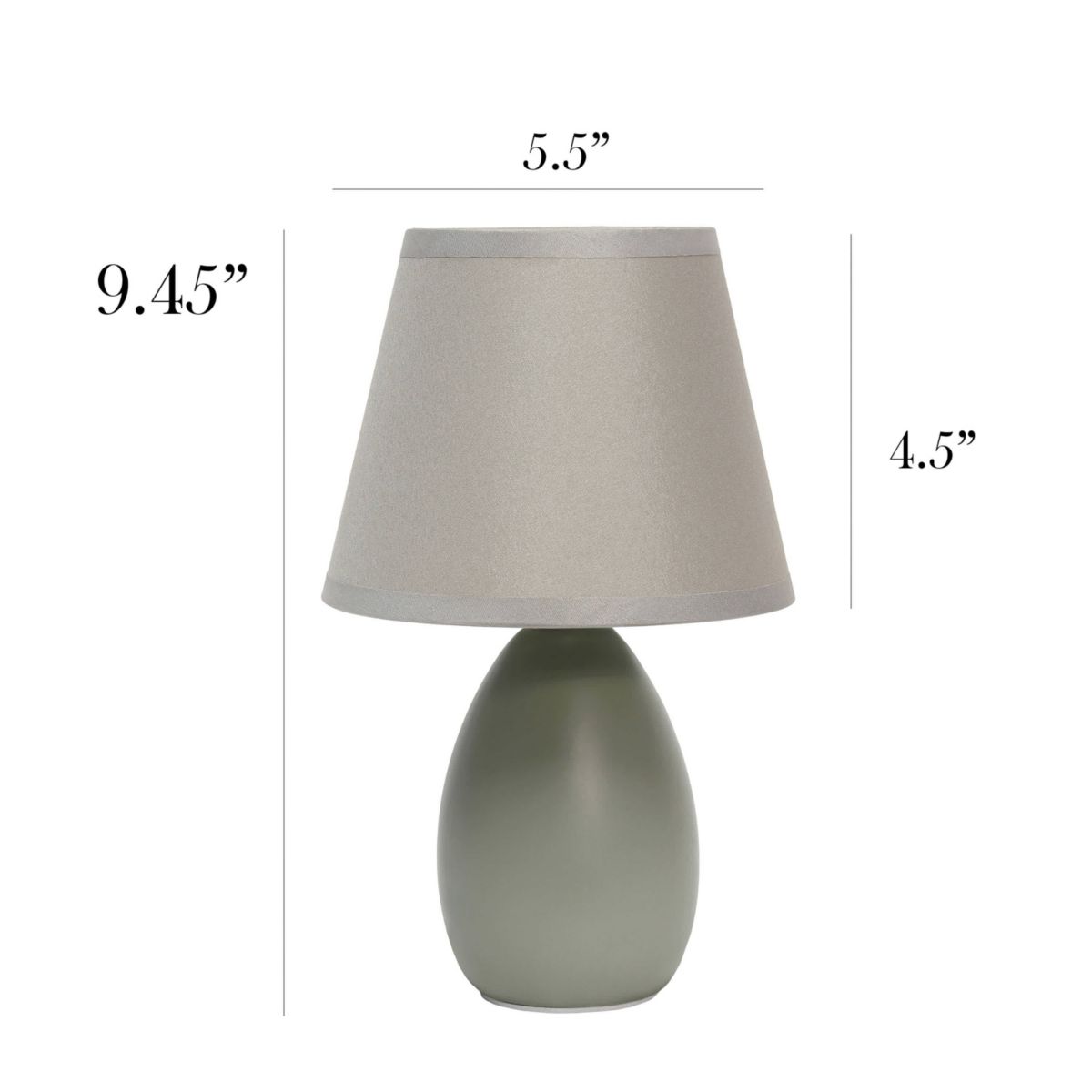 9.45" Mini Egg Oval Ceramic Table Lamp with Matching Shade, LED Bulb Included, Blue