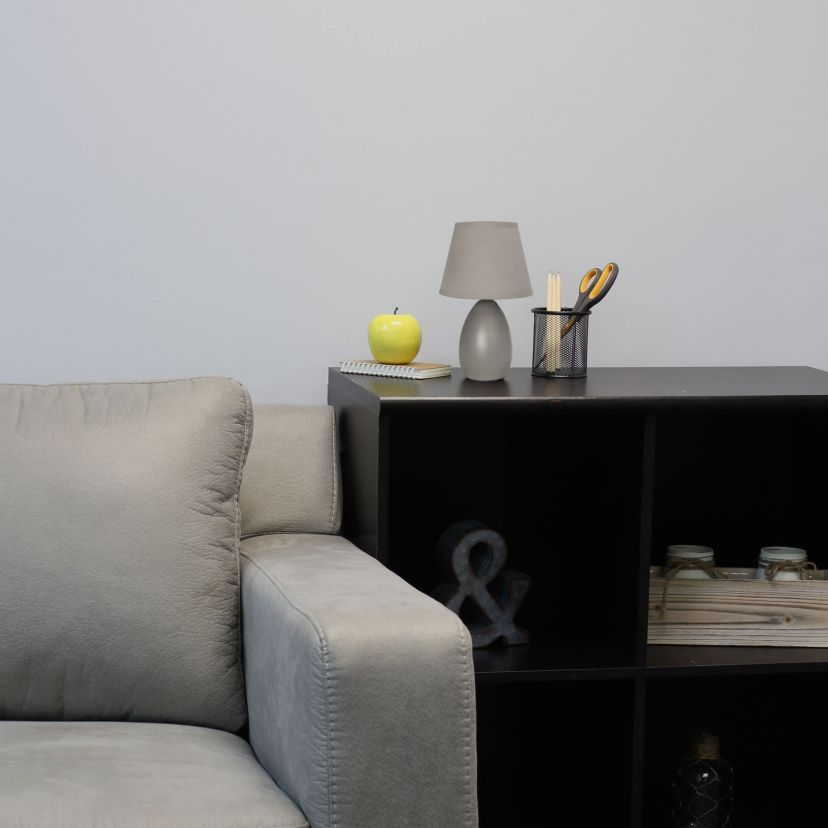 9.45" Mini Egg Oval Ceramic Table Lamp with Matching Shade, LED Bulb Included, Blue