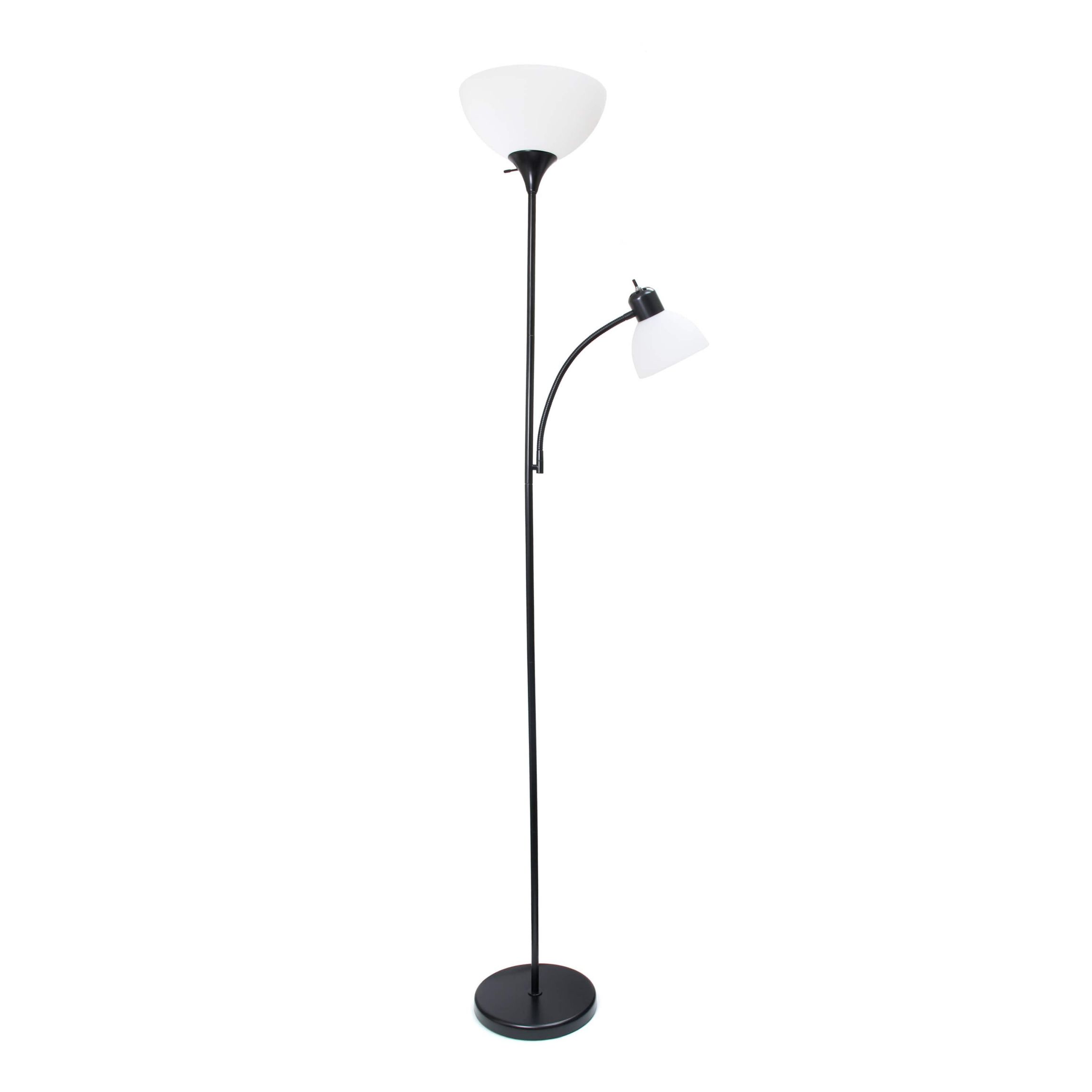 71.5" Traditional Floor Lamp with Adjustable Reading Light, LED Bulbs Included, Black