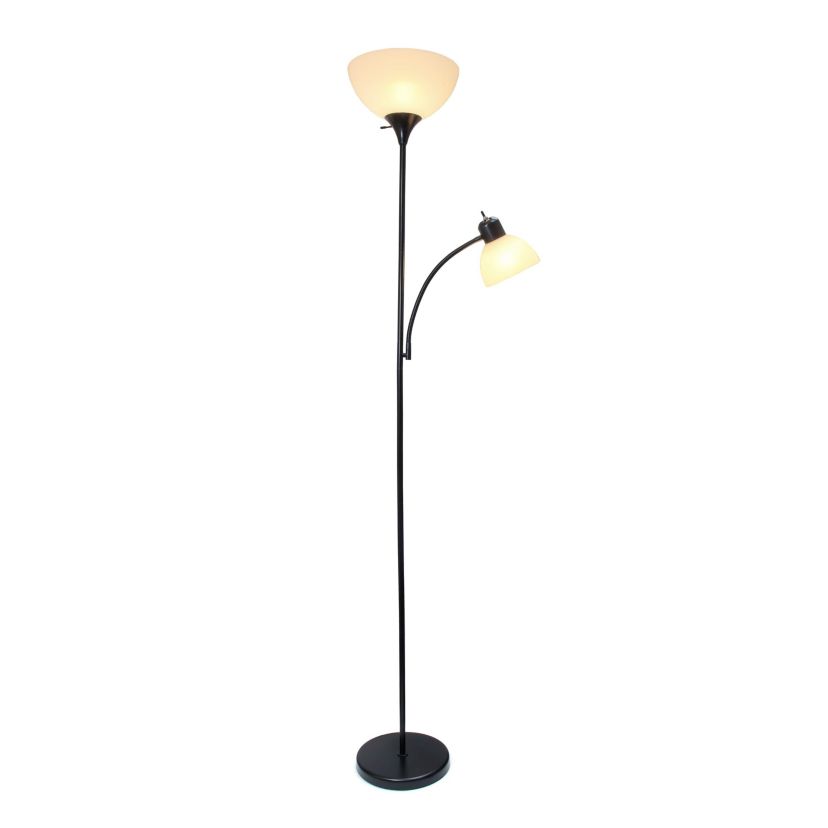 71.5" Traditional Floor Lamp with Adjustable Reading Light, LED Bulbs Included, Black
