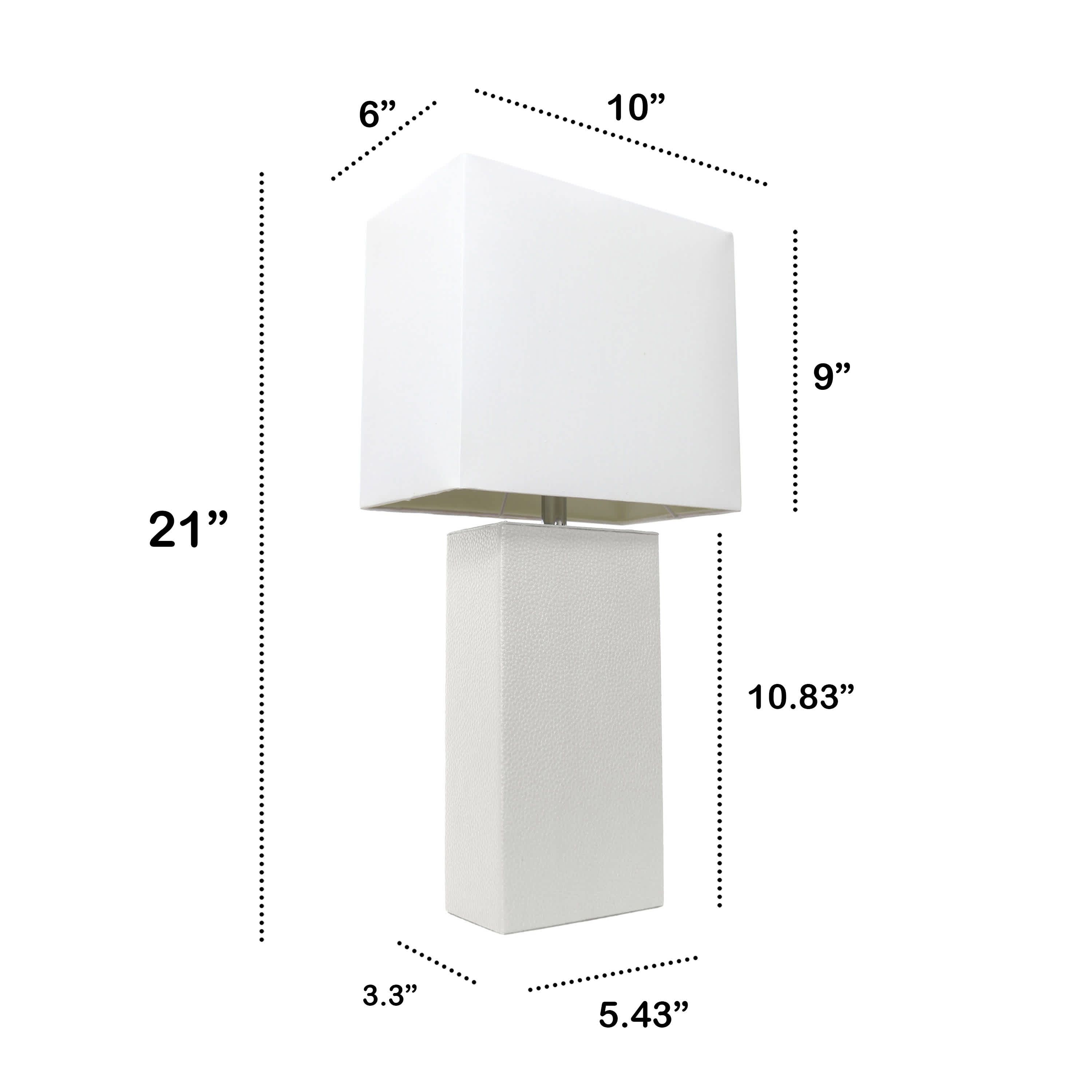 Lexington 21" 2-Pack Leather Base Modern Home Décor Bedside Table Lamp Set for Living Room, Bedroom, Entryway, Foyer, or Office with White Rectangular Fabric Shade, Blue