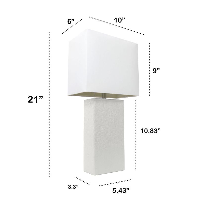 Lexington 21" 2-Pack Leather Base Modern Home Décor Bedside Table Lamp Set for Living Room, Bedroom, Entryway, Foyer, or Office with White Rectangular Fabric Shade, Blue