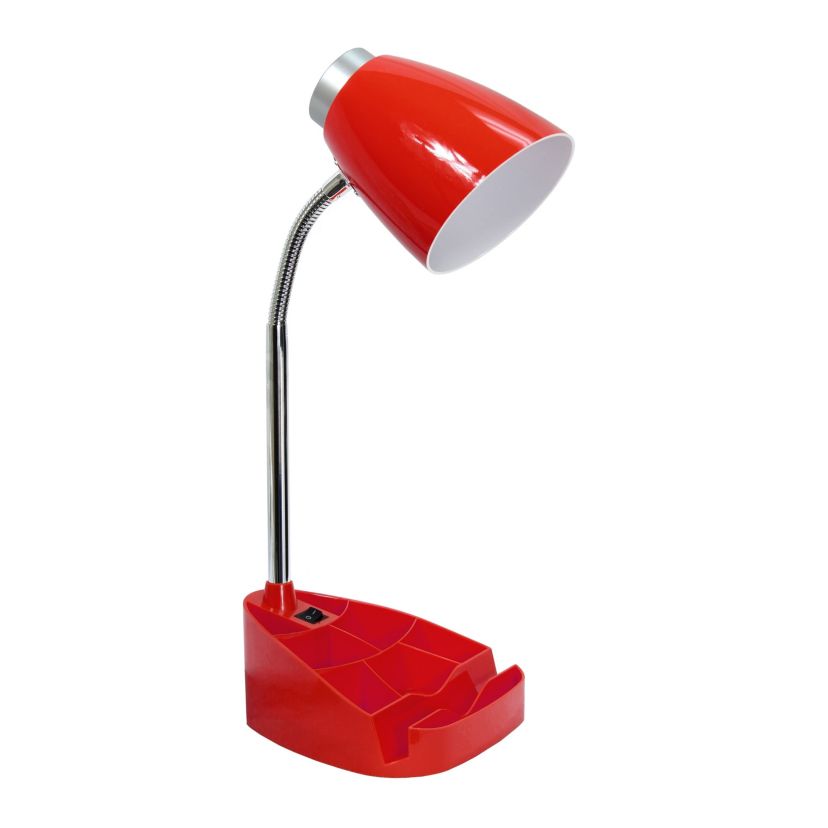 18.5" Gooseneck Organizer Desk Lamp with iPad Tablet Stand Book Holder with LED Bulb, Orange