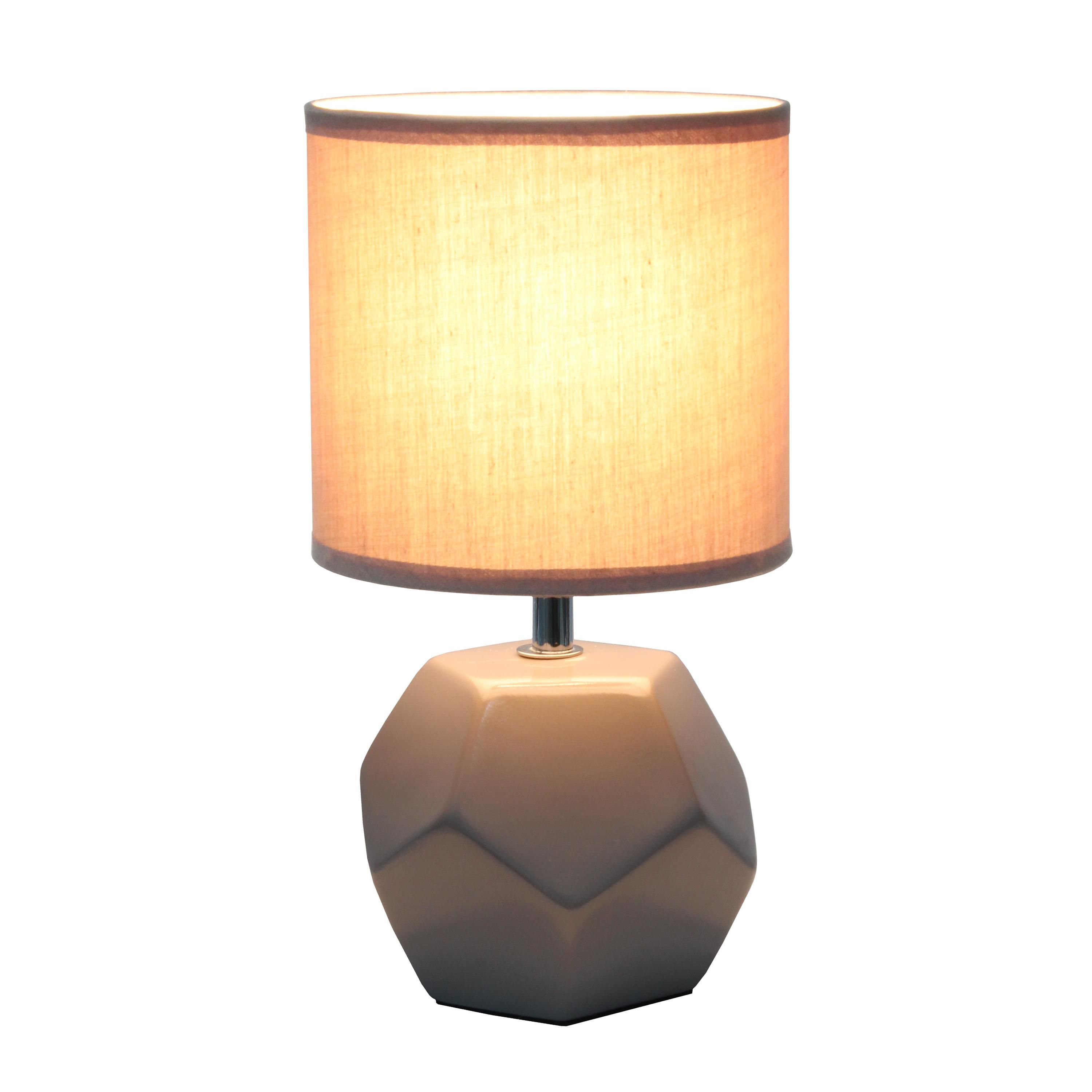 10.24" Round Geometric Prism Mini Table Lamp with Matching Fabric Shade, LED Bulb Included, Blue