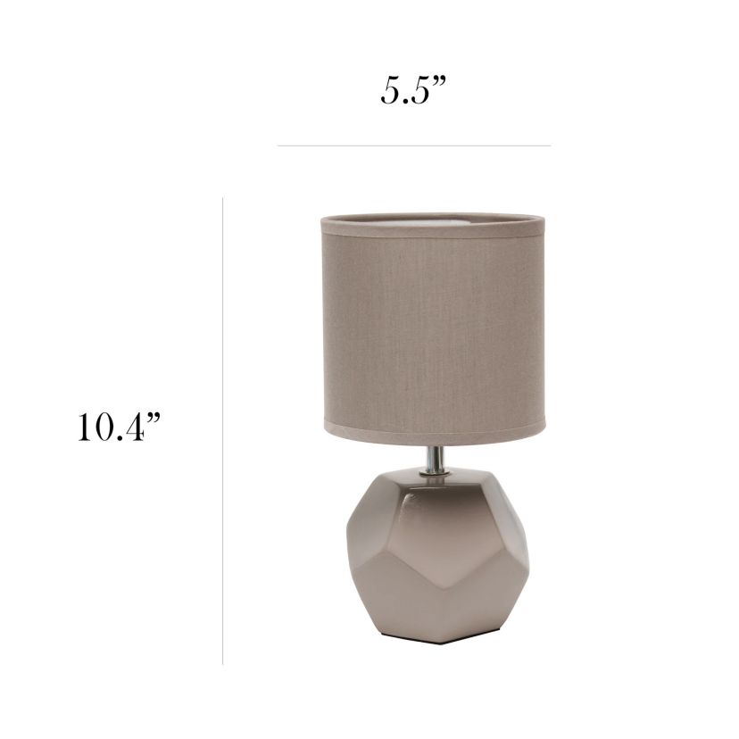 10.24" Round Geometric Prism Mini Table Lamp with Matching Fabric Shade, LED Bulb Included, Blue