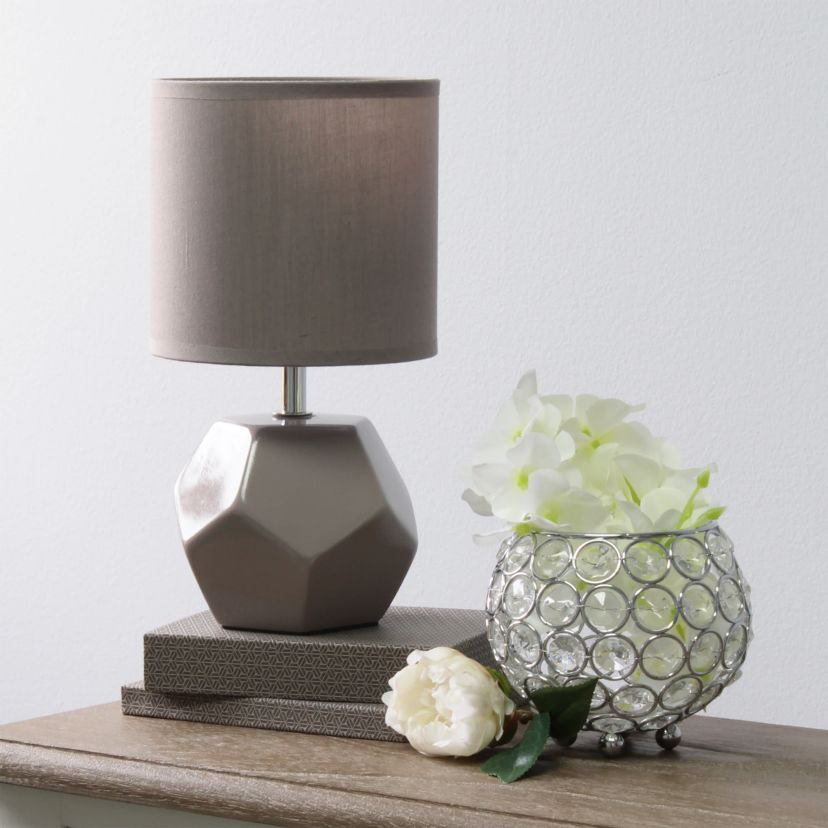 10.24" Round Geometric Prism Mini Table Lamp with Matching Fabric Shade, LED Bulb Included, Blue