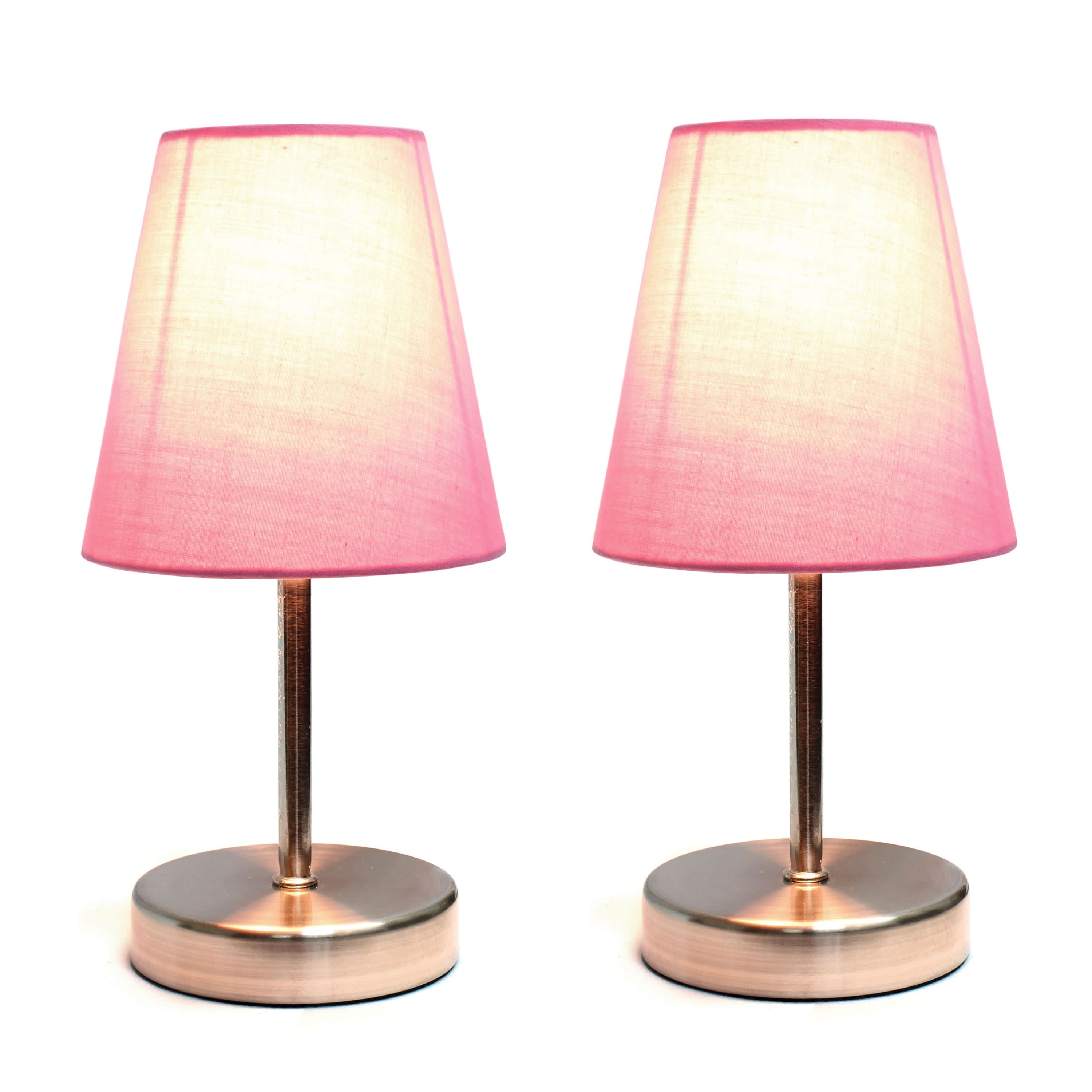 10.5" Iconic Duo Mini Sand Nickel Table Lamp Two Pack Set, for End Tables, Nightstands, Offices, White Shades