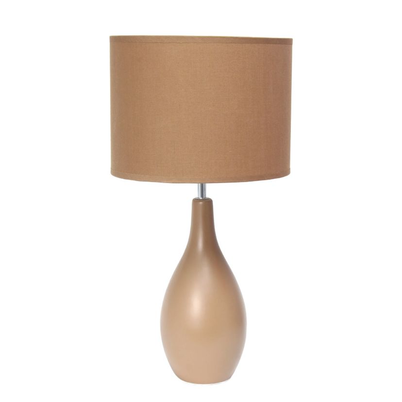 18.11" Oval Bowling Pin Base Ceramic Table Lamp with LED Bulb, Red
