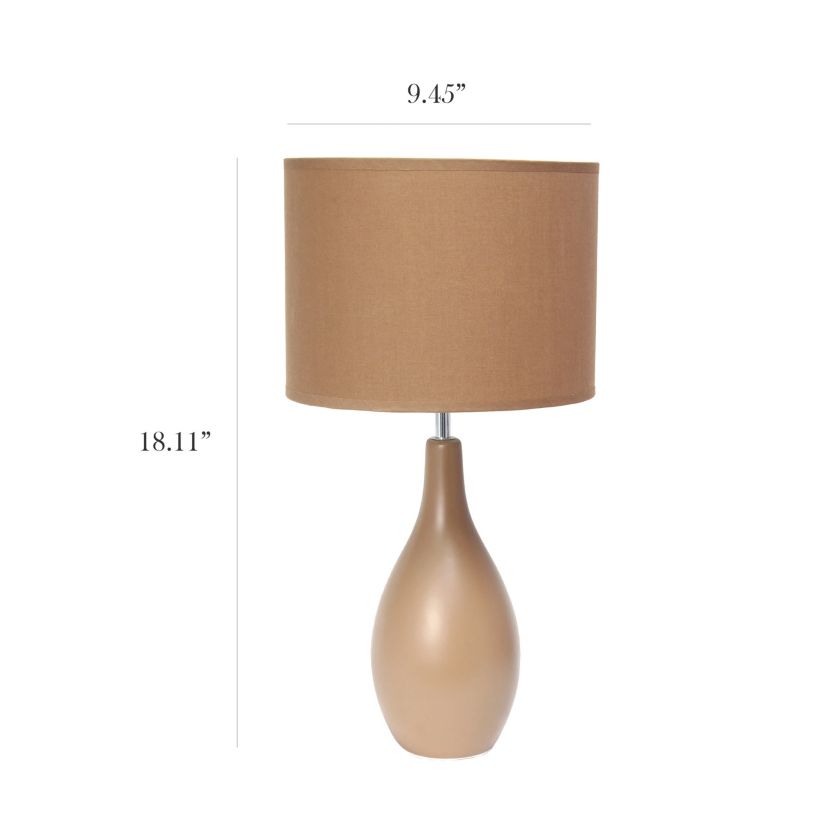 18.11" Oval Bowling Pin Base Ceramic Table Lamp with LED Bulb, Red