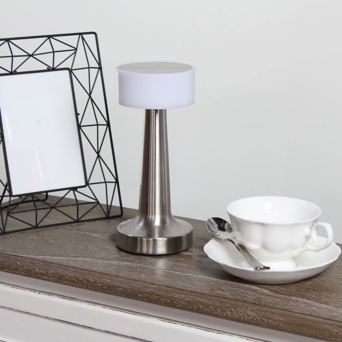 8.5" Mushroom Magic Dimming & Rechargeable Cordless 4-Way Touch Sensor Saucer Desk Lamp, Black