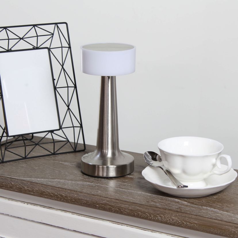 8.5" Mushroom Magic Dimming & Rechargeable Cordless 4-Way Touch Sensor Saucer Desk Lamp, Black