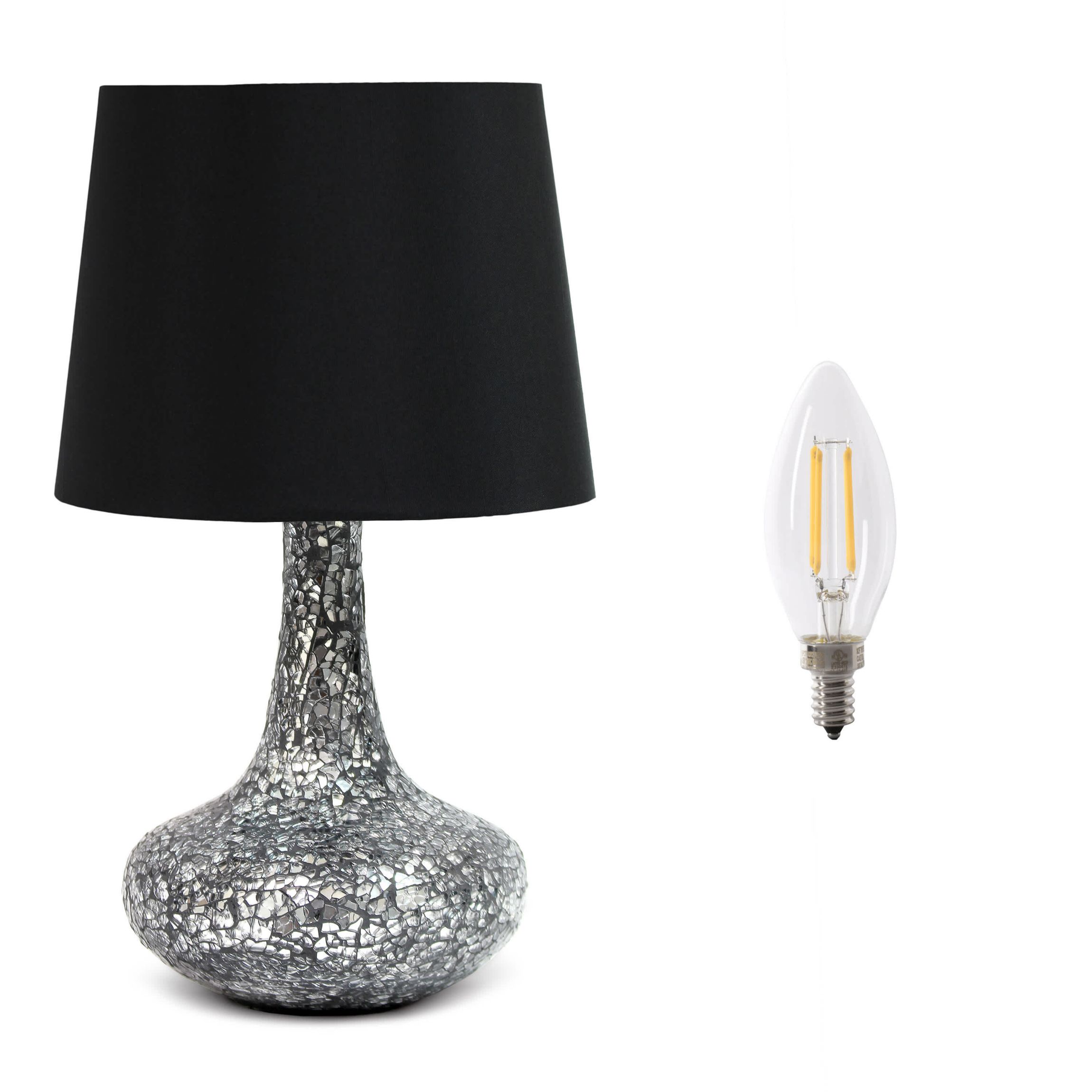 14.17" Mosaic Tiled Glass Genie Table Lamp with LED Bulb, Champagne