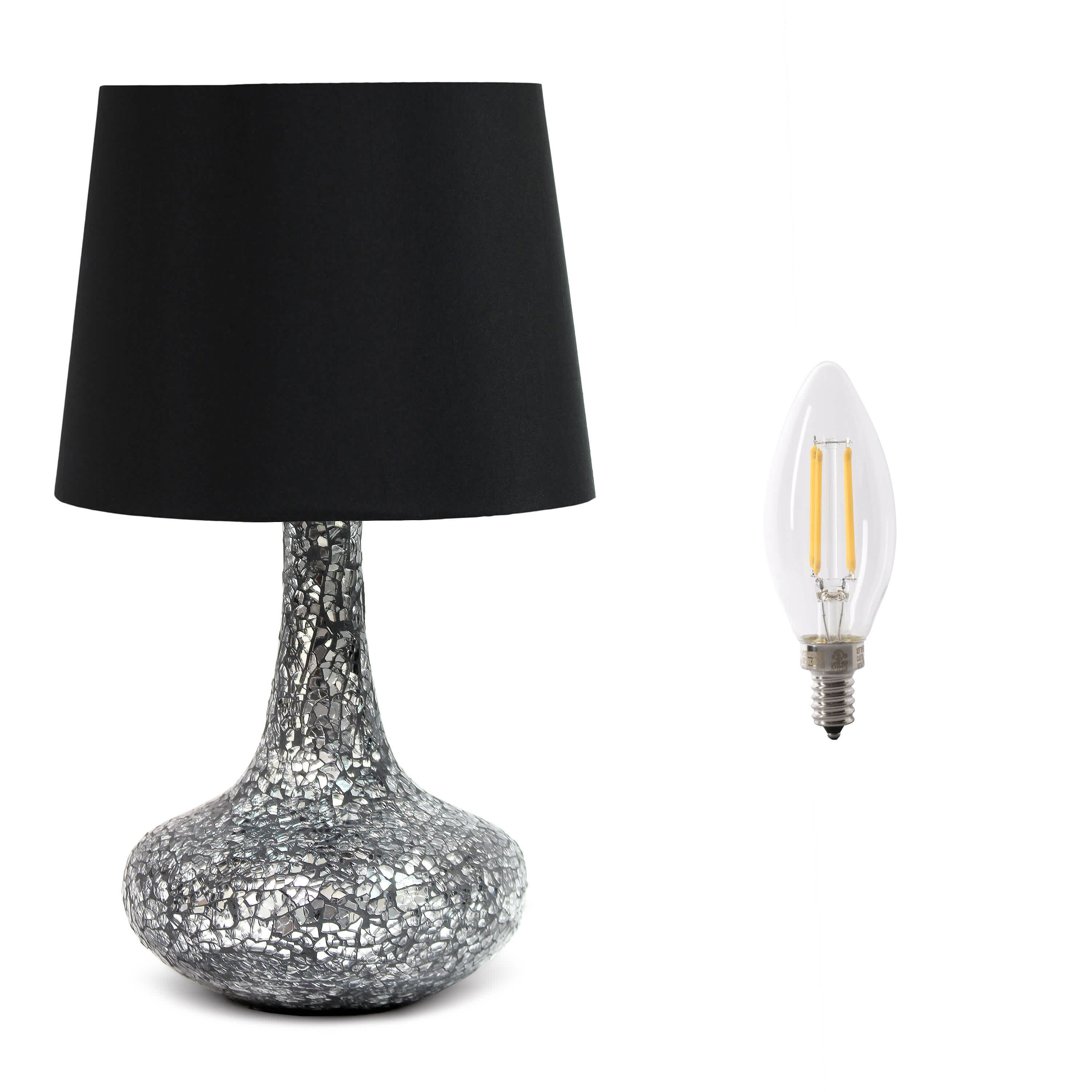 14.17" Mosaic Tiled Glass Genie Table Lamp with LED Bulb, Champagne