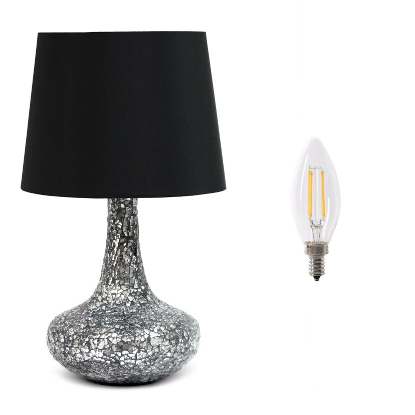 14.17" Mosaic Tiled Glass Genie Table Lamp with LED Bulb, Champagne
