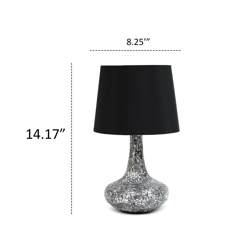 14.17" Mosaic Tiled Glass Genie Table Lamp with LED Bulb, Champagne