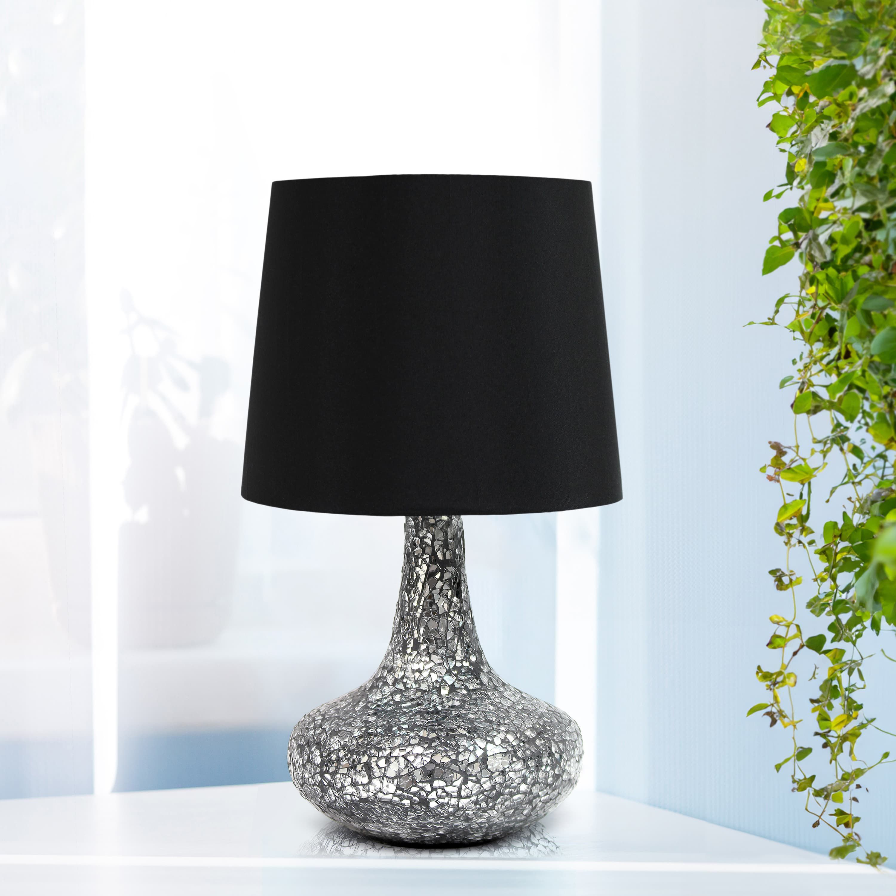 14.17" Mosaic Tiled Glass Genie Table Lamp with LED Bulb, Champagne