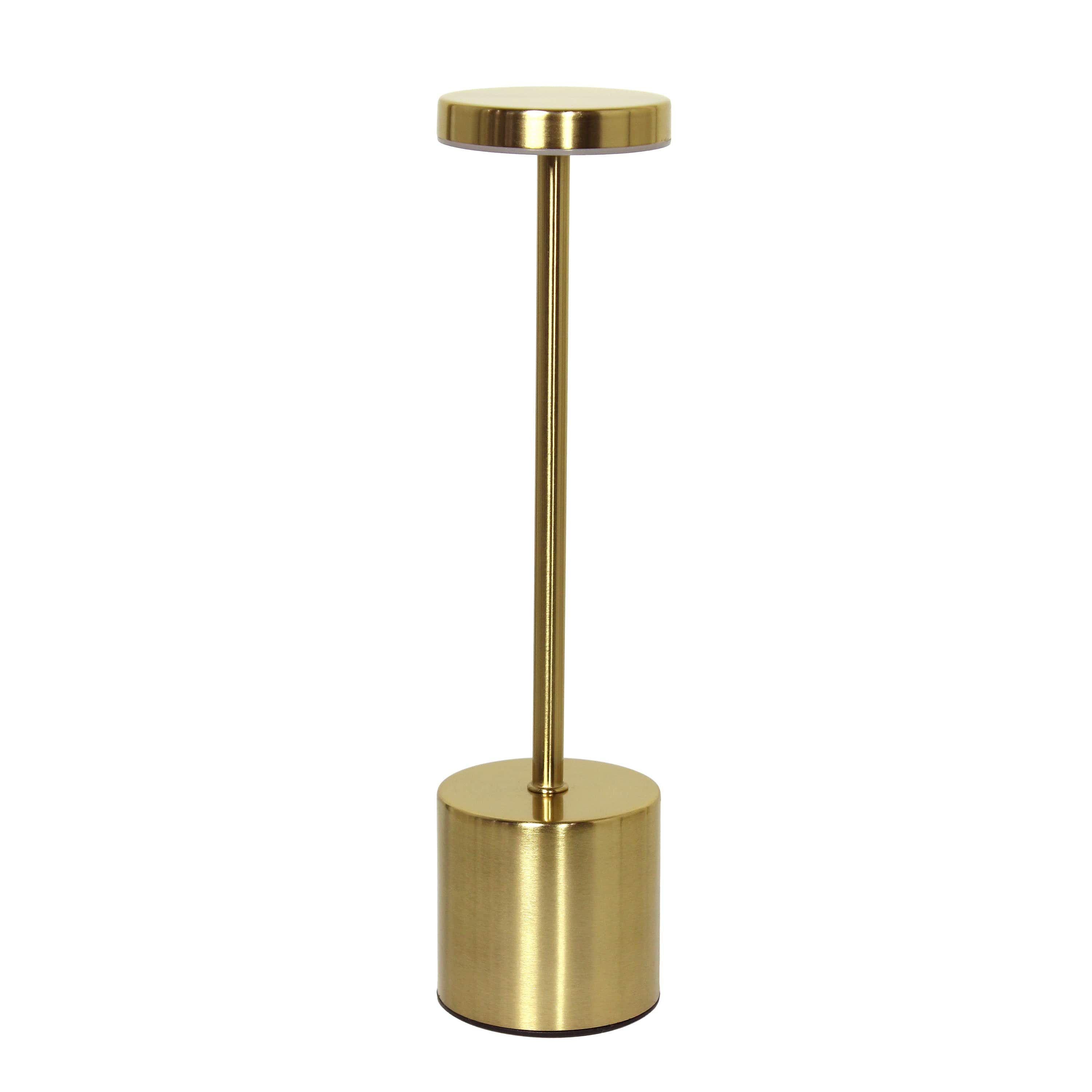 12.75" Mushroom Magic Disc Dimming & Rechargeable Cordless 4-Way Touch Sensor Stick Desk Lamp, Gold