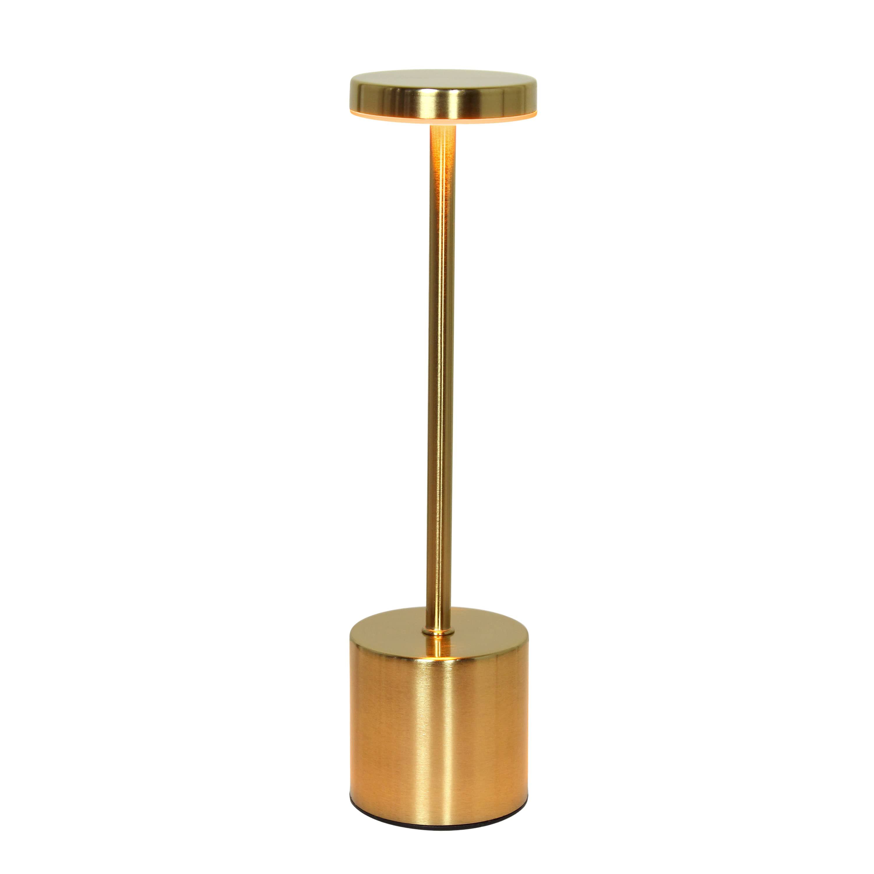 12.75" Mushroom Magic Disc Dimming & Rechargeable Cordless 4-Way Touch Sensor Stick Desk Lamp, Gold