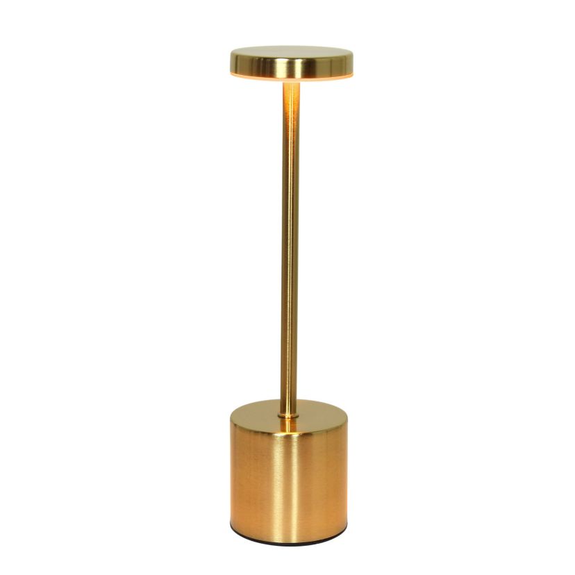 12.75" Mushroom Magic Disc Dimming & Rechargeable Cordless 4-Way Touch Sensor Stick Desk Lamp, Gold