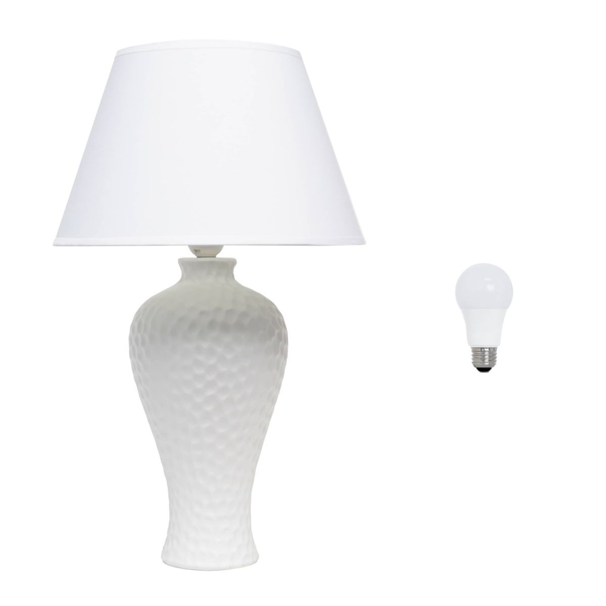 20.08" Textured Stucco Curvy Ceramic Table Lamp with LED Bulb, Brown