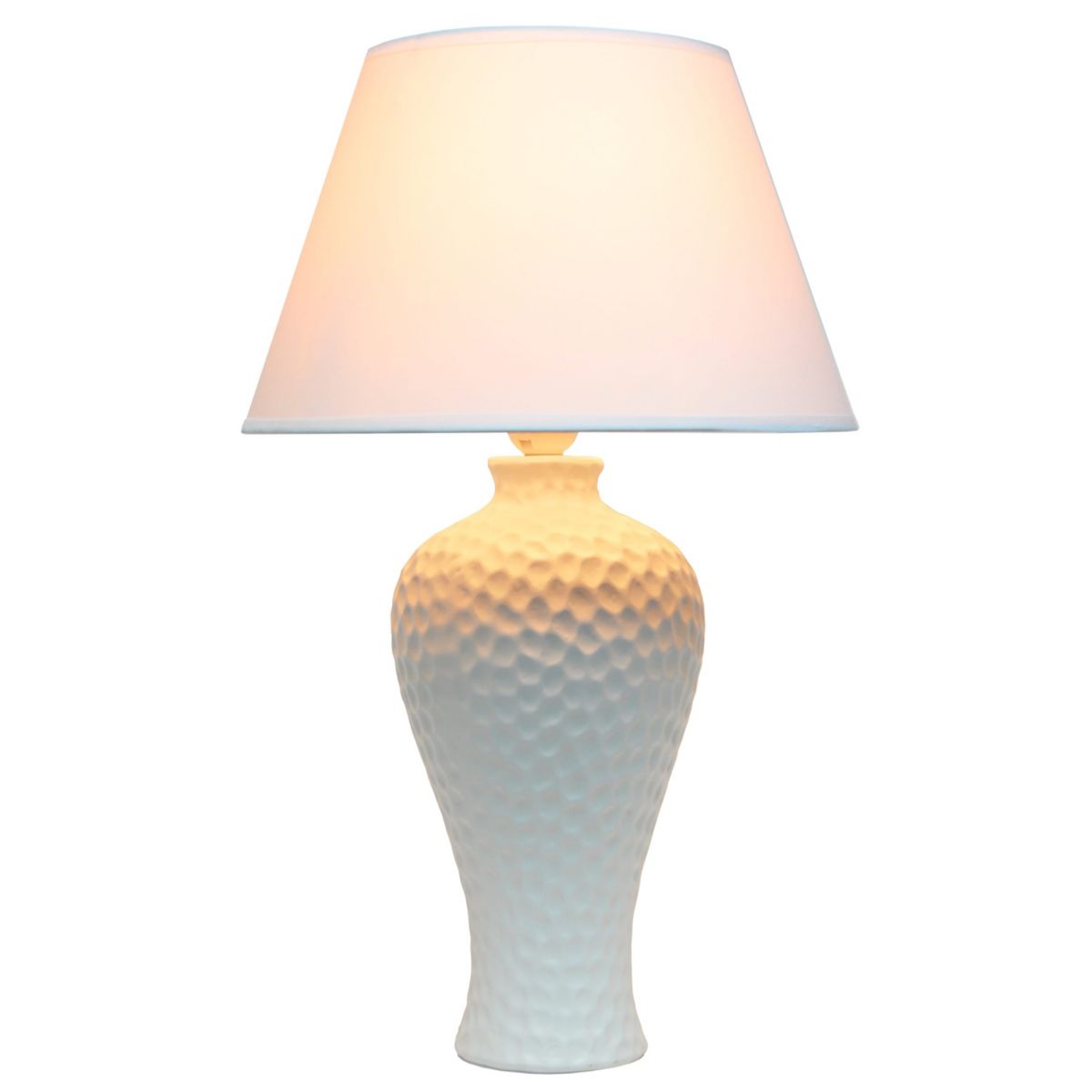 20.08" Textured Stucco Curvy Ceramic Table Lamp with LED Bulb, Brown