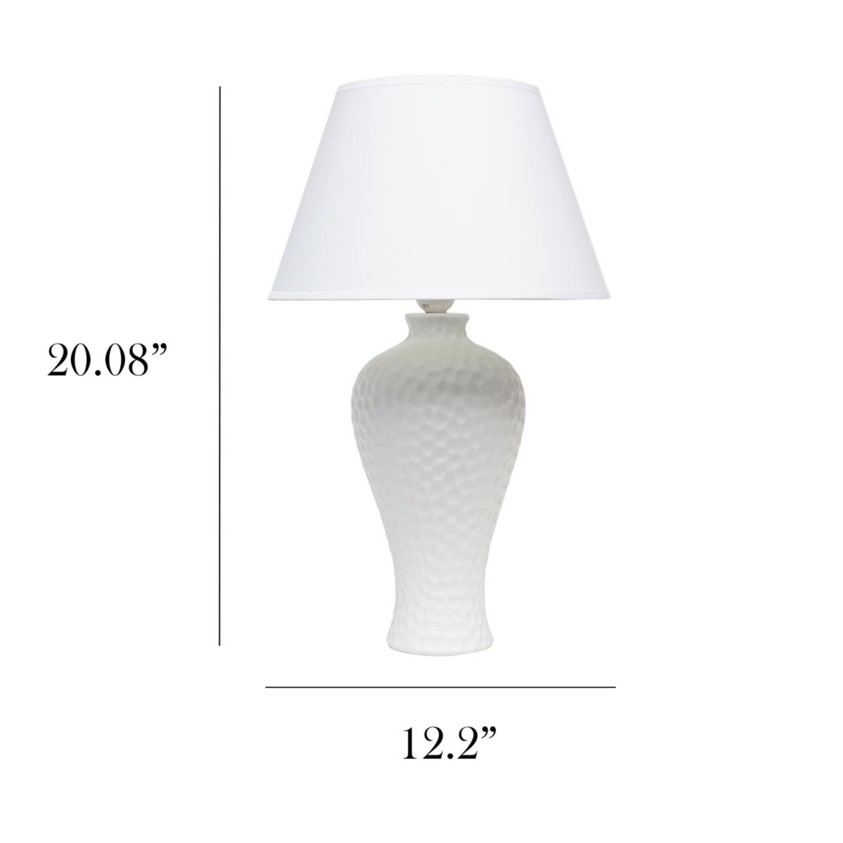 20.08" Textured Stucco Curvy Ceramic Table Lamp with LED Bulb, Brown