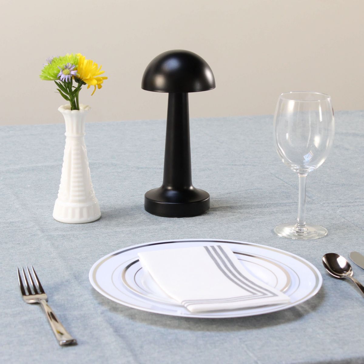 8.88" Mushroom Magic Mini Metal Dimming & Rechargeable Cordless 4-Way Touch Sensor Dome Desk Lamp, White