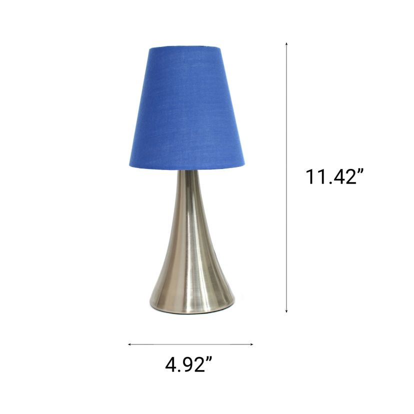 11.42" Chic and Contemporary Mini Touch Lamp Duo, for Bedroom, Living Room, Hallway, Brushed Nickel with White Shades