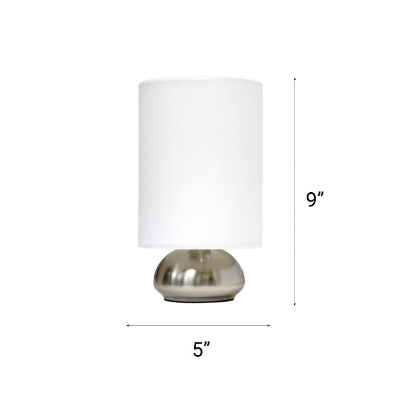 9" Chic Elongated Shade Mini Touch Lamp Duo, for Bedroom, Living Room, Hallway, Brushed Nickel with Blue Shades