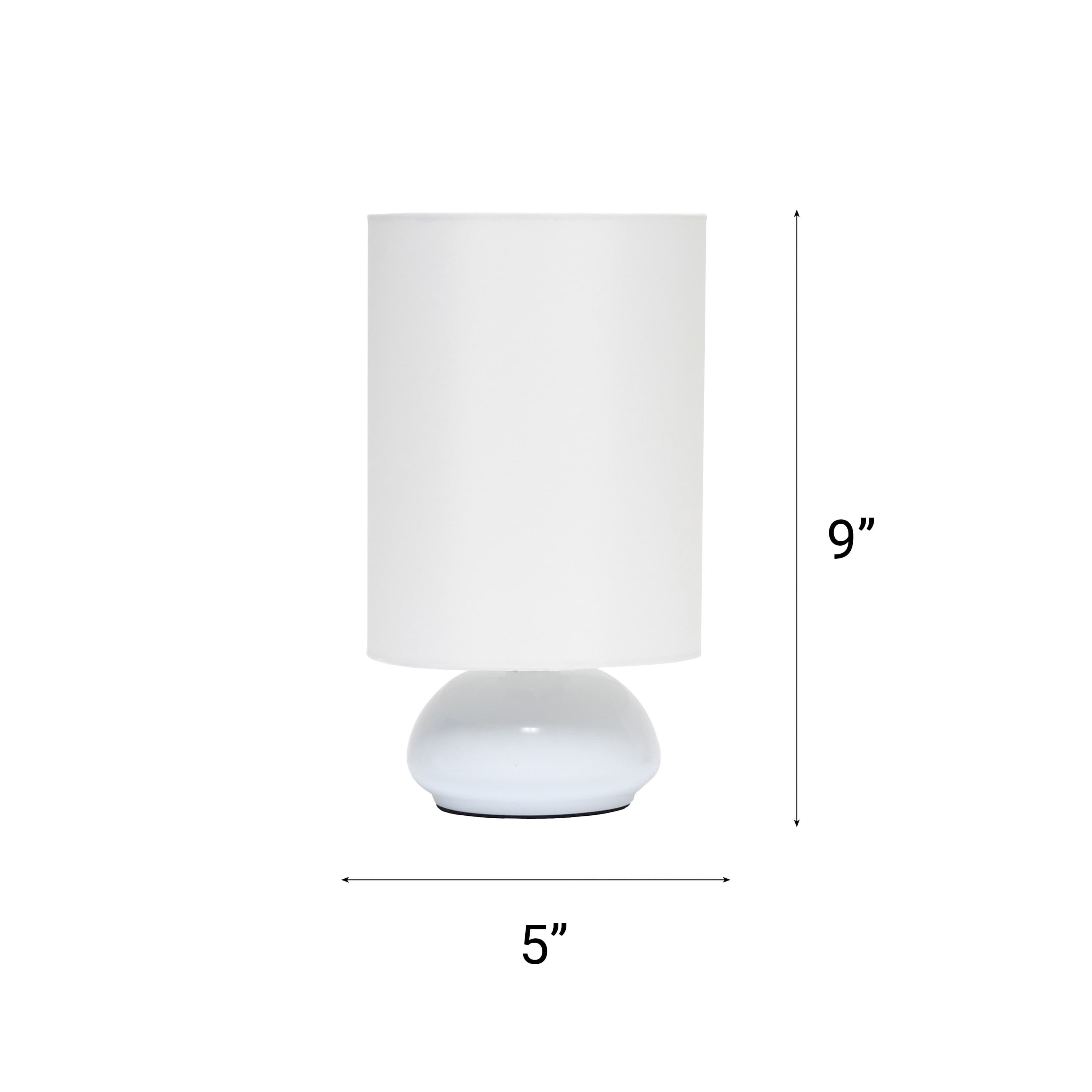 9" Chic Elongated Shade Mini Touch Lamp Duo, for Bedroom, Living Room, Hallway, White with White Shades
