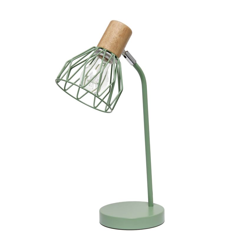 18.19" Industrial Farmhouse Fusion Adjustable Cage Wire Office Accent Desk Lamp, Green