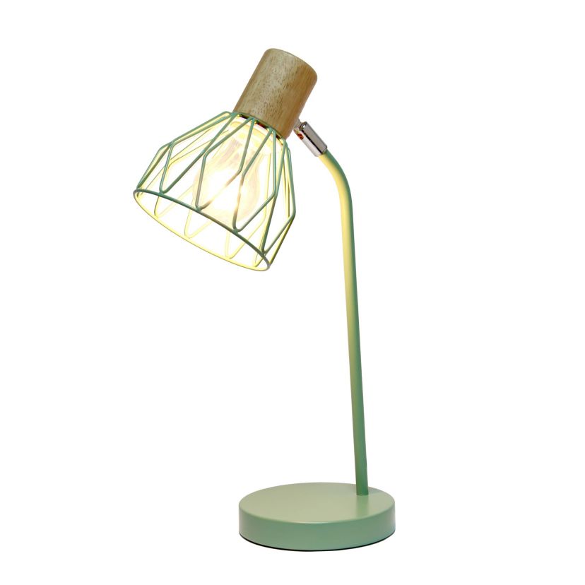 18.19" Industrial Farmhouse Fusion Adjustable Cage Wire Office Accent Desk Lamp, Green