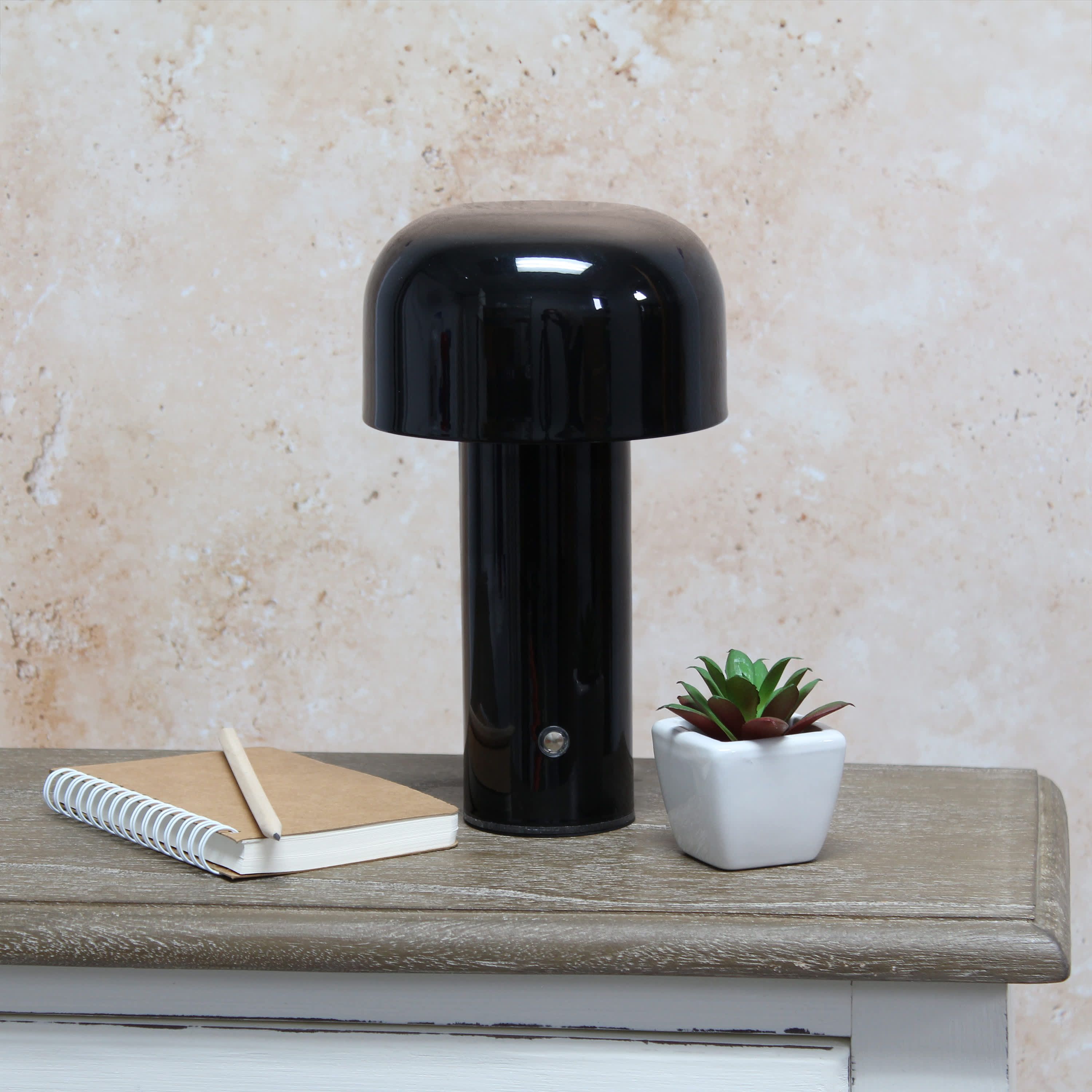 8.26" Mushroom Magic Mini Dome Dimming LED Touch Lamp, Portable and Rechargeable, White
