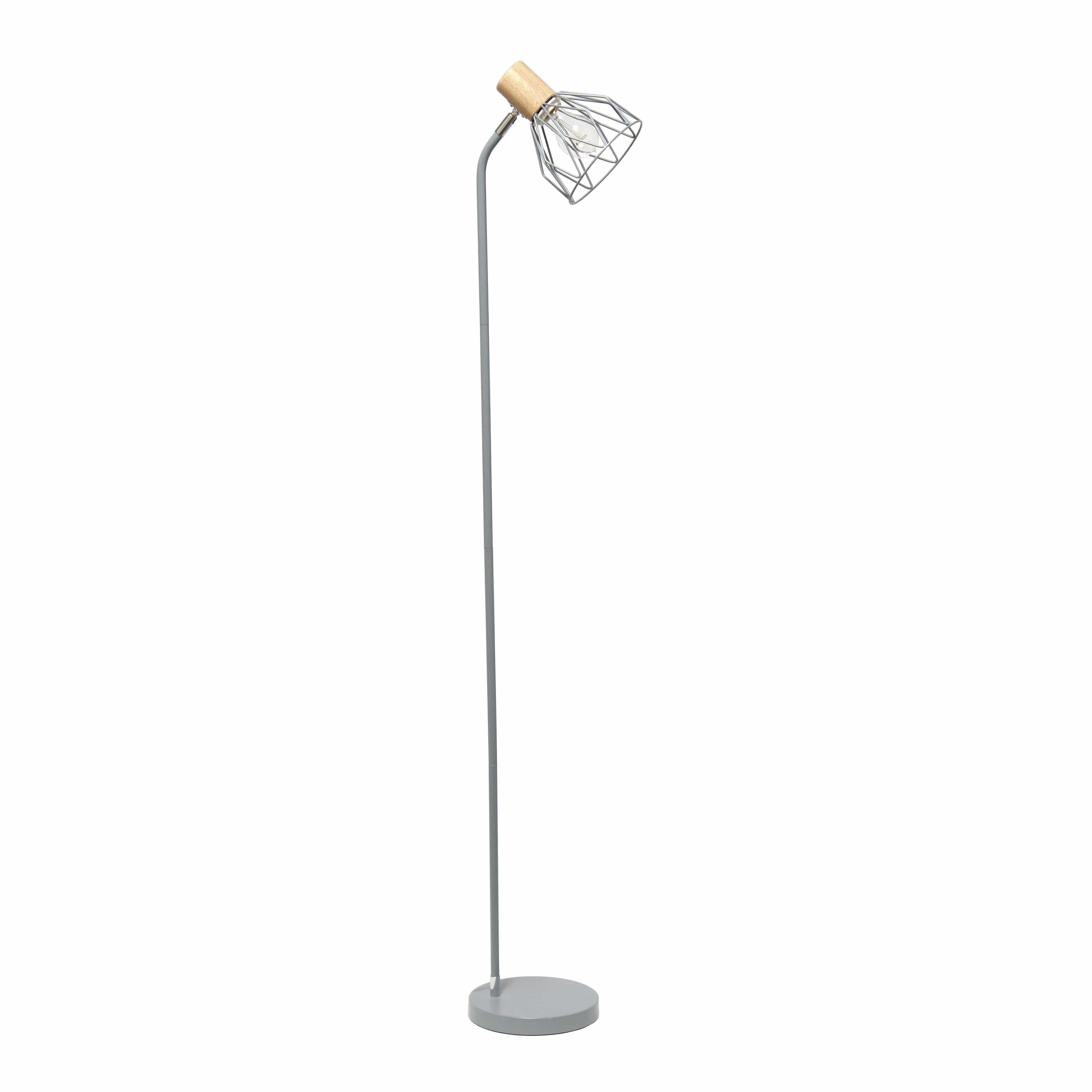 55.91" Industrial Farmhouse Fusion Adjustable Cage Wire Accent Floor Lamp, Gray